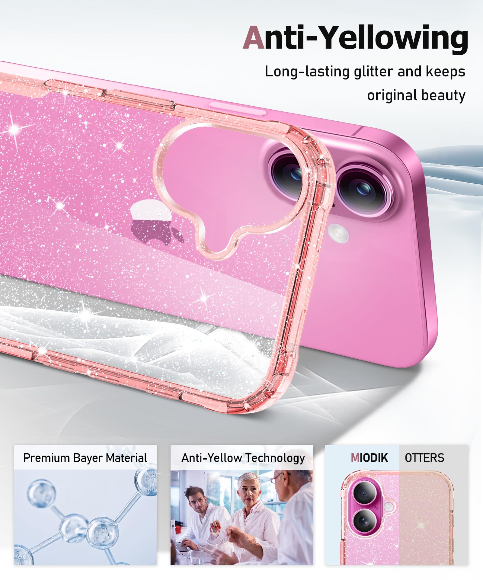 Foto 5 pulgar | Funda Miodik Para Iphone 16 De 6.1 Pulgadas Con Protector De Pantalla Rosa - Venta Internacional.