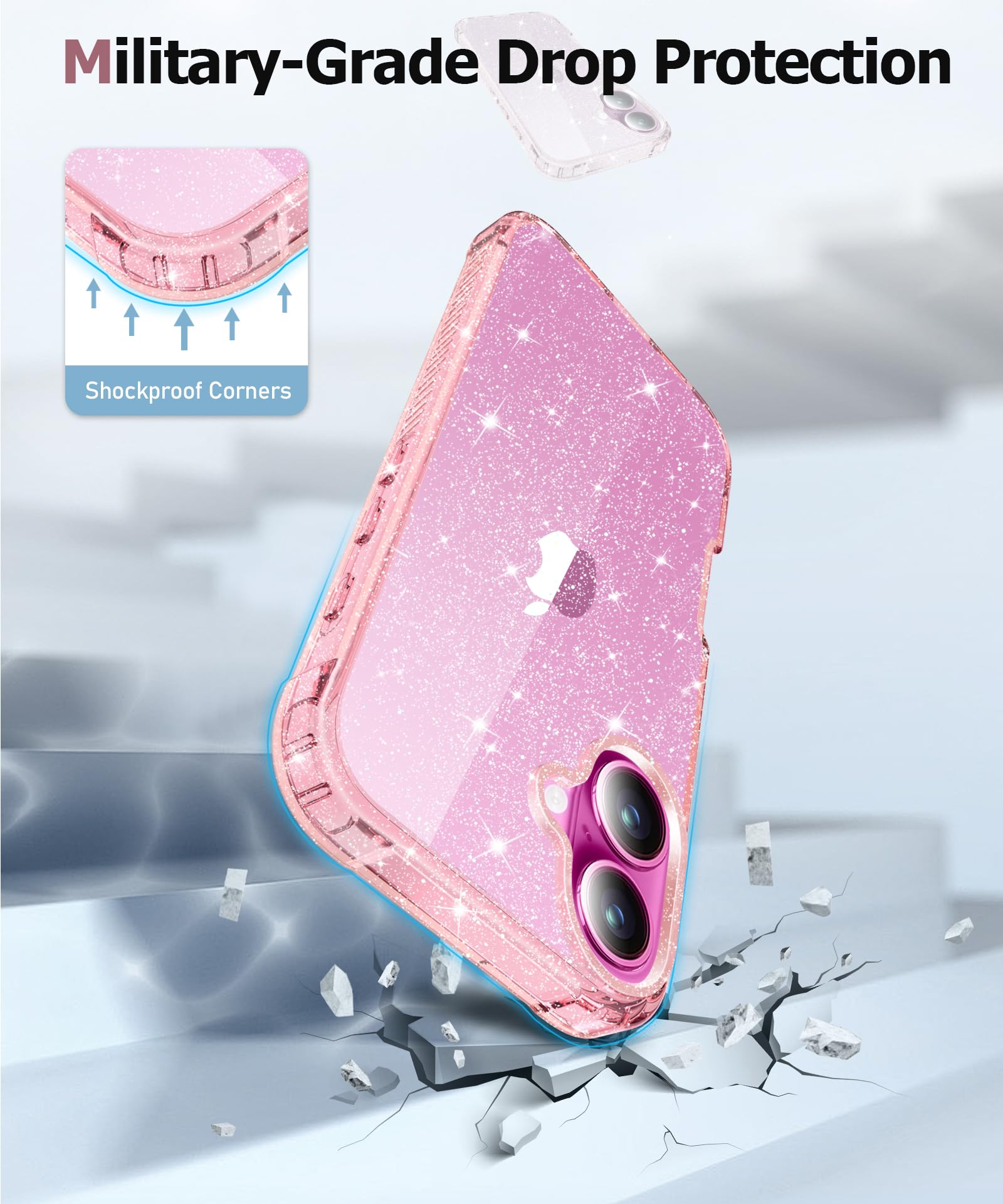 Foto 7 pulgar | Funda Miodik Para Iphone 16 De 6.1 Pulgadas Con Protector De Pantalla Rosa - Venta Internacional.
