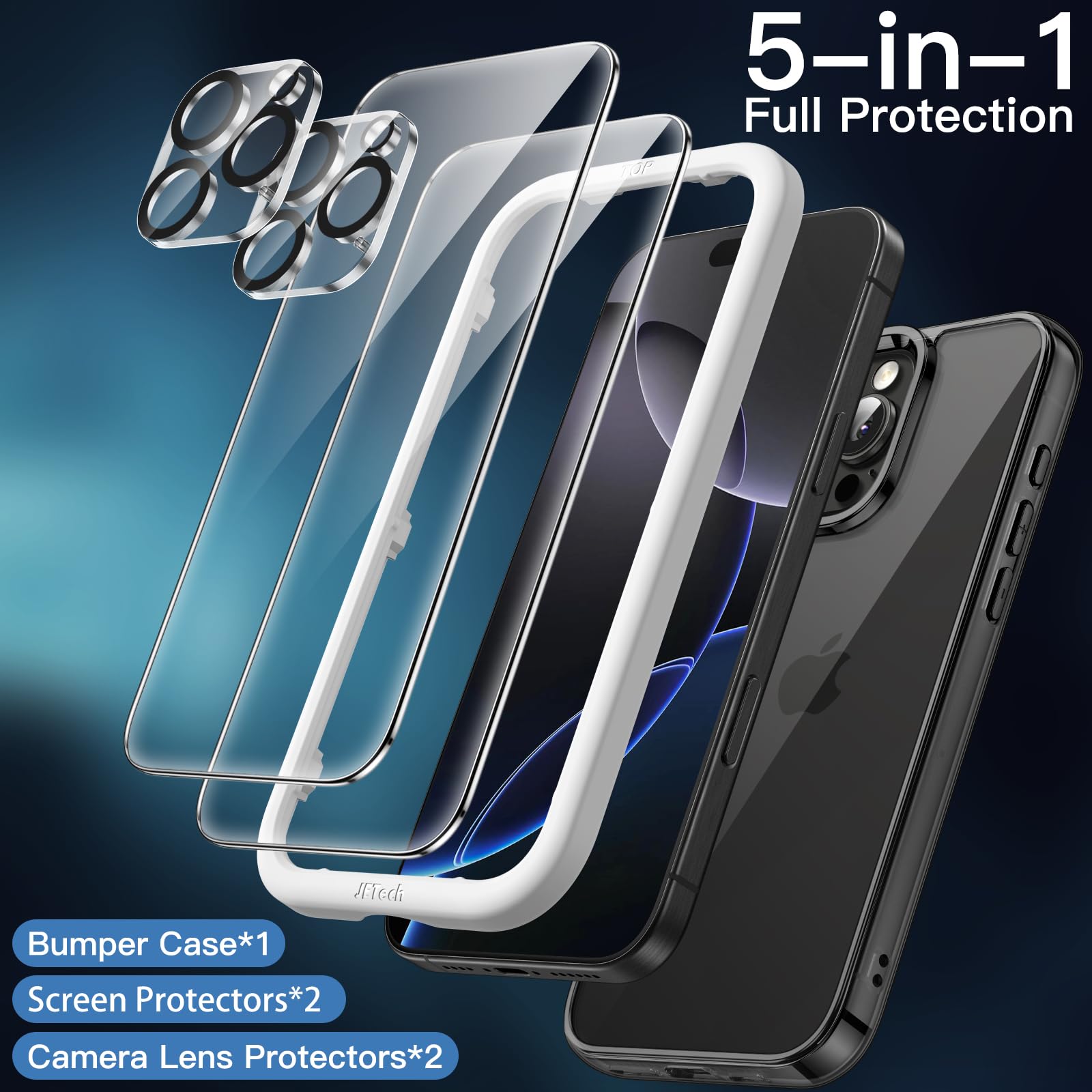 Foto 4 pulgar | Funda Jetech 5 En 1 Para Iphone 16 Pro De 6.3 Pulgadas Con Protectores - Venta Internacional.