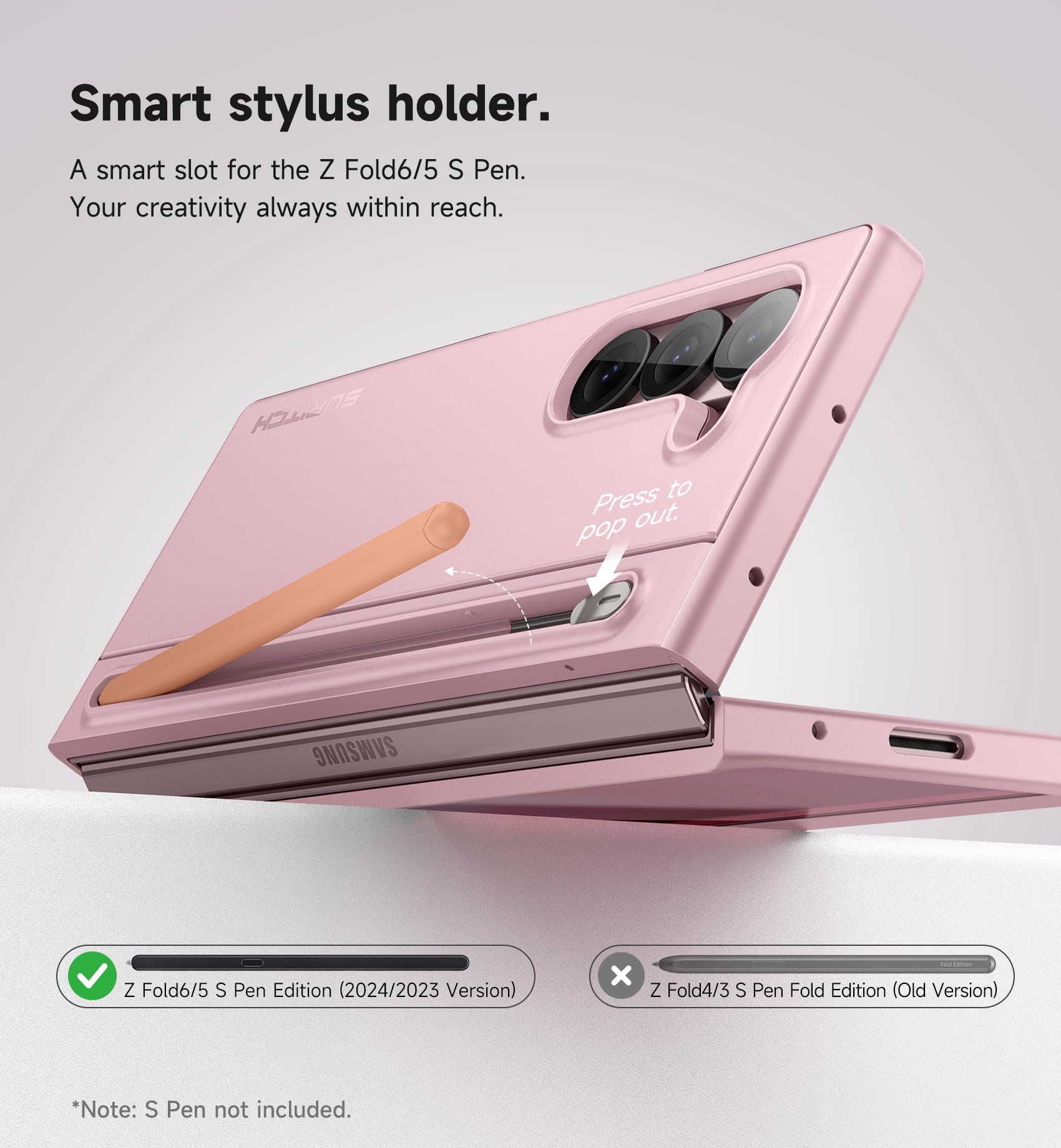 Foto 5 pulgar | Funda De Teléfono Suritch Para Samsung Galaxy Z Fold 6 Rosa Claro - Venta Internacional.