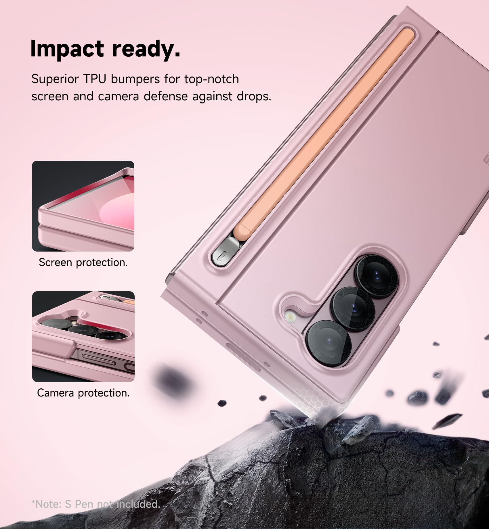 Foto 6 pulgar | Funda De Teléfono Suritch Para Samsung Galaxy Z Fold 6 Rosa Claro - Venta Internacional.