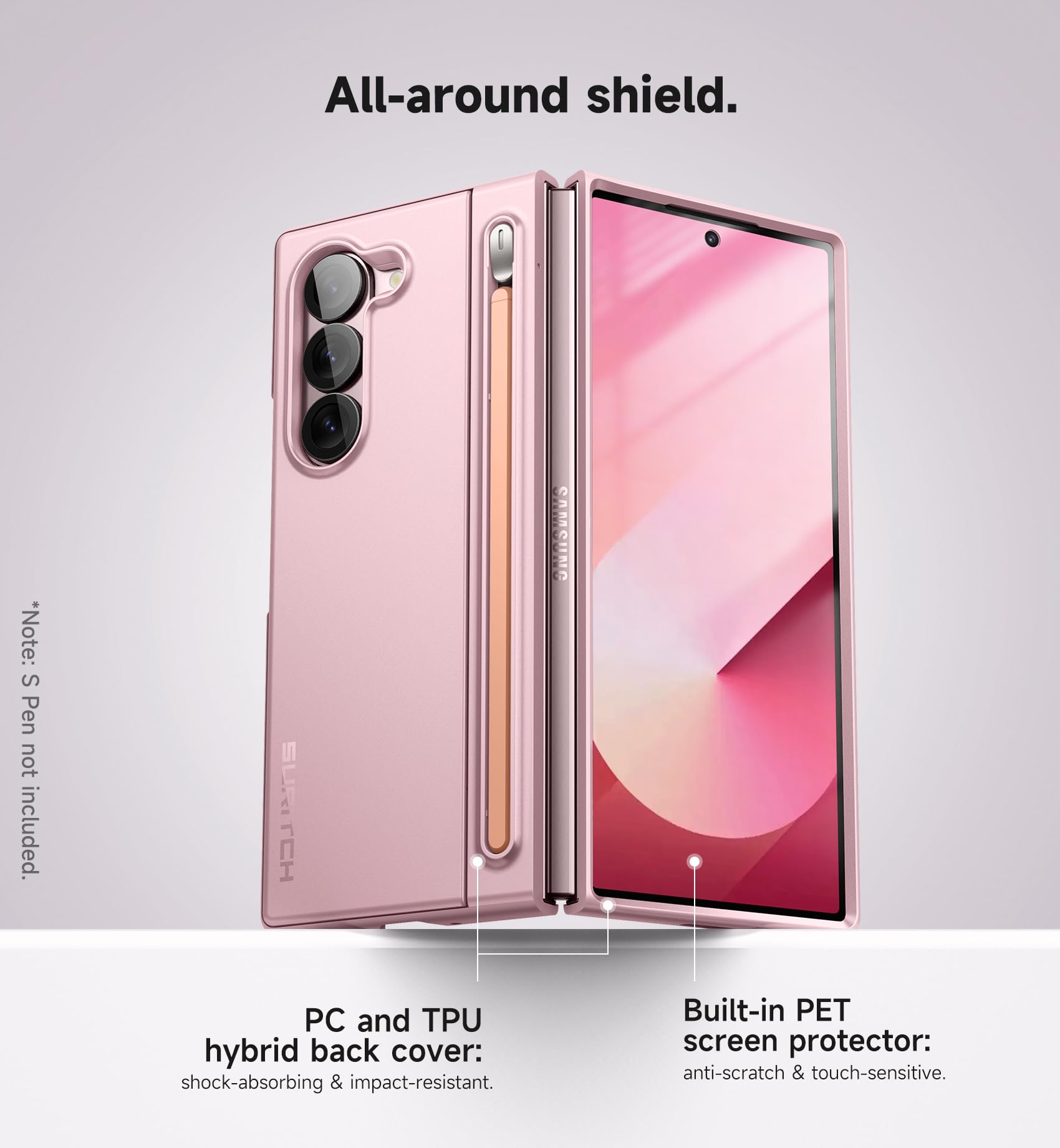 Foto 7 pulgar | Funda De Teléfono Suritch Para Samsung Galaxy Z Fold 6 Rosa Claro - Venta Internacional.