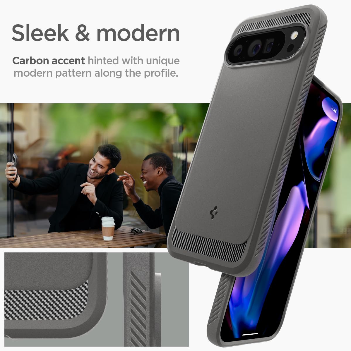 Foto 3 | Funda De Teléfono Spigen Rugged Armor Para Pixel 9 Pro Xl Marble Grey - Venta Internacional.