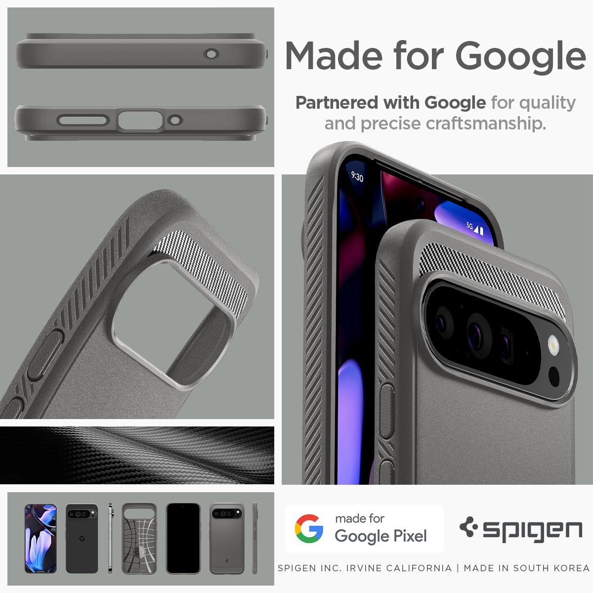 Foto 7 | Funda De Teléfono Spigen Rugged Armor Para Pixel 9 Pro Xl Marble Grey - Venta Internacional.