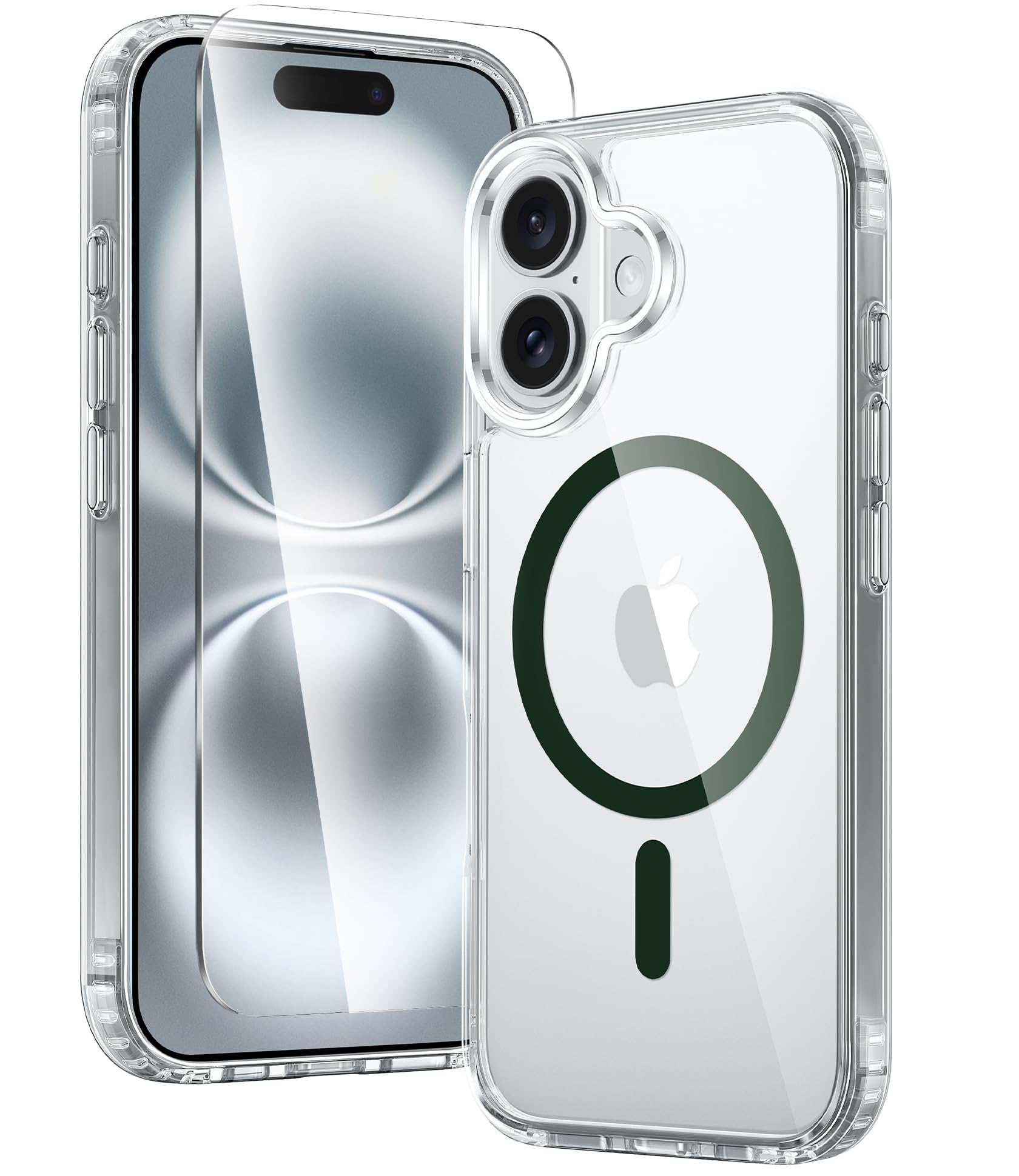 Foto 2 pulgar | Funda De Teléfono Fntcase Para Iphone 16, Transparente, Magnética, Verde - Venta Internacional.