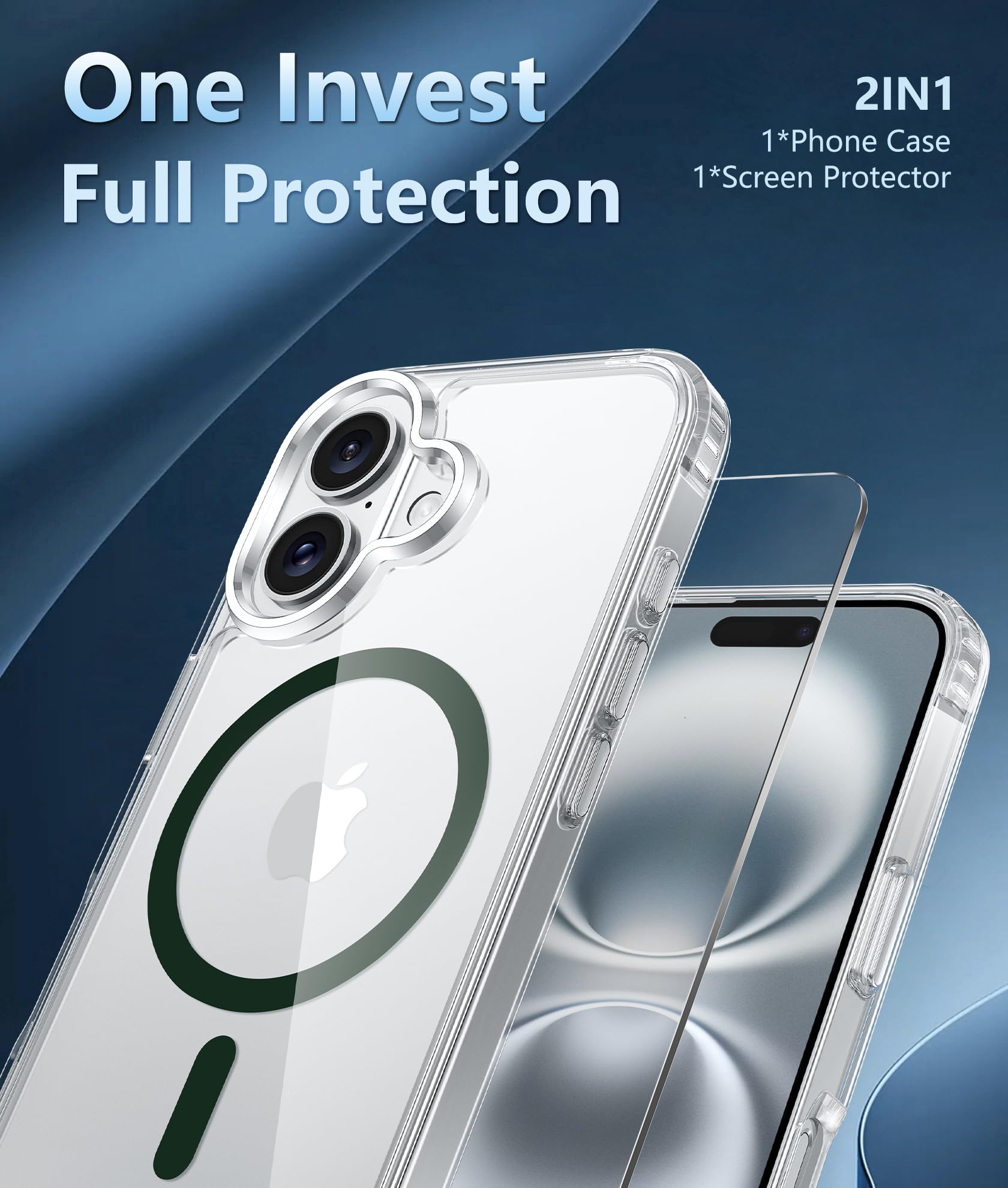Foto 7 pulgar | Funda De Teléfono Fntcase Para Iphone 16, Transparente, Magnética, Verde - Venta Internacional.