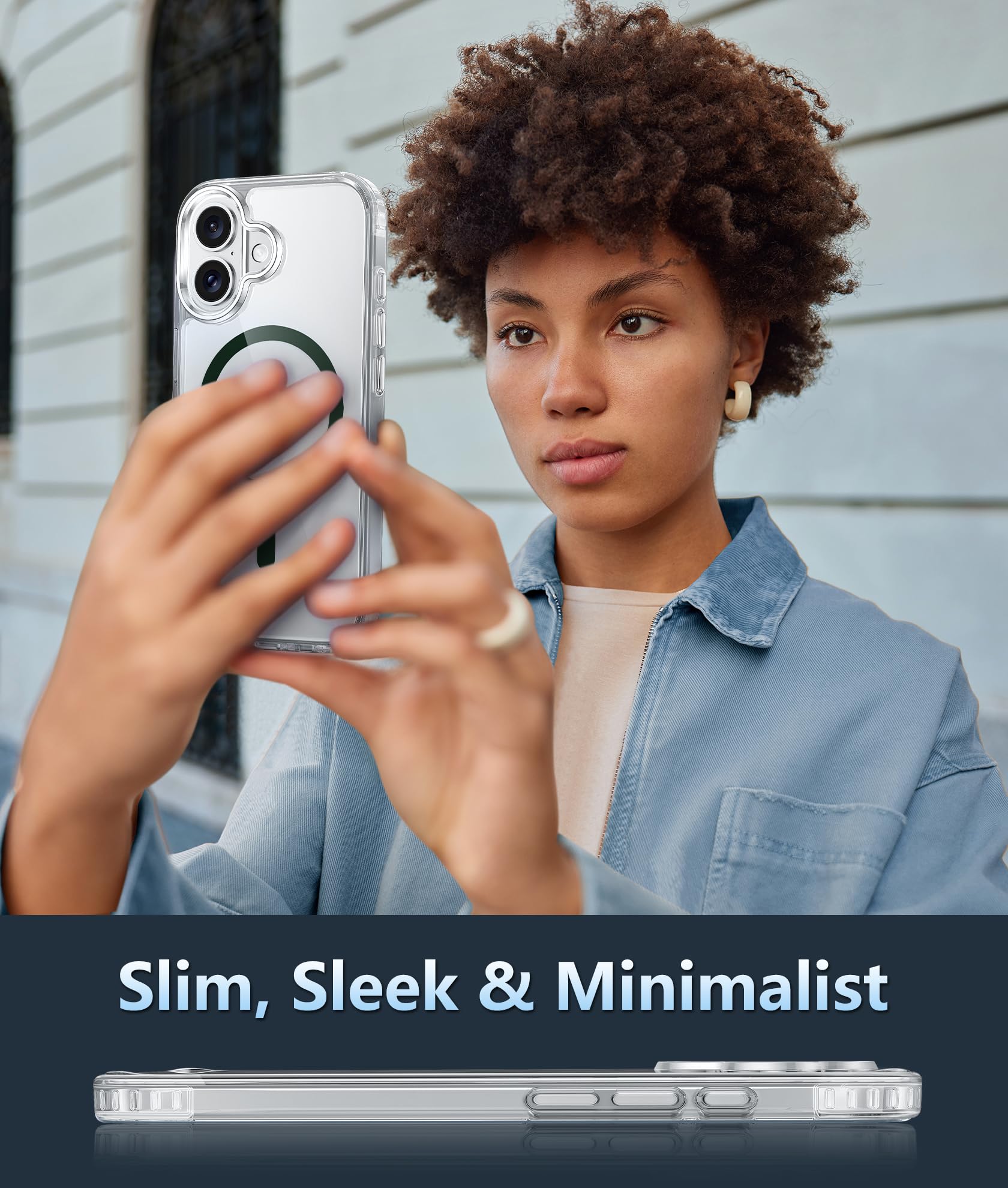 Foto 7 | Funda De Teléfono Fntcase Para Iphone 16, Transparente, Magnética, Verde - Venta Internacional.
