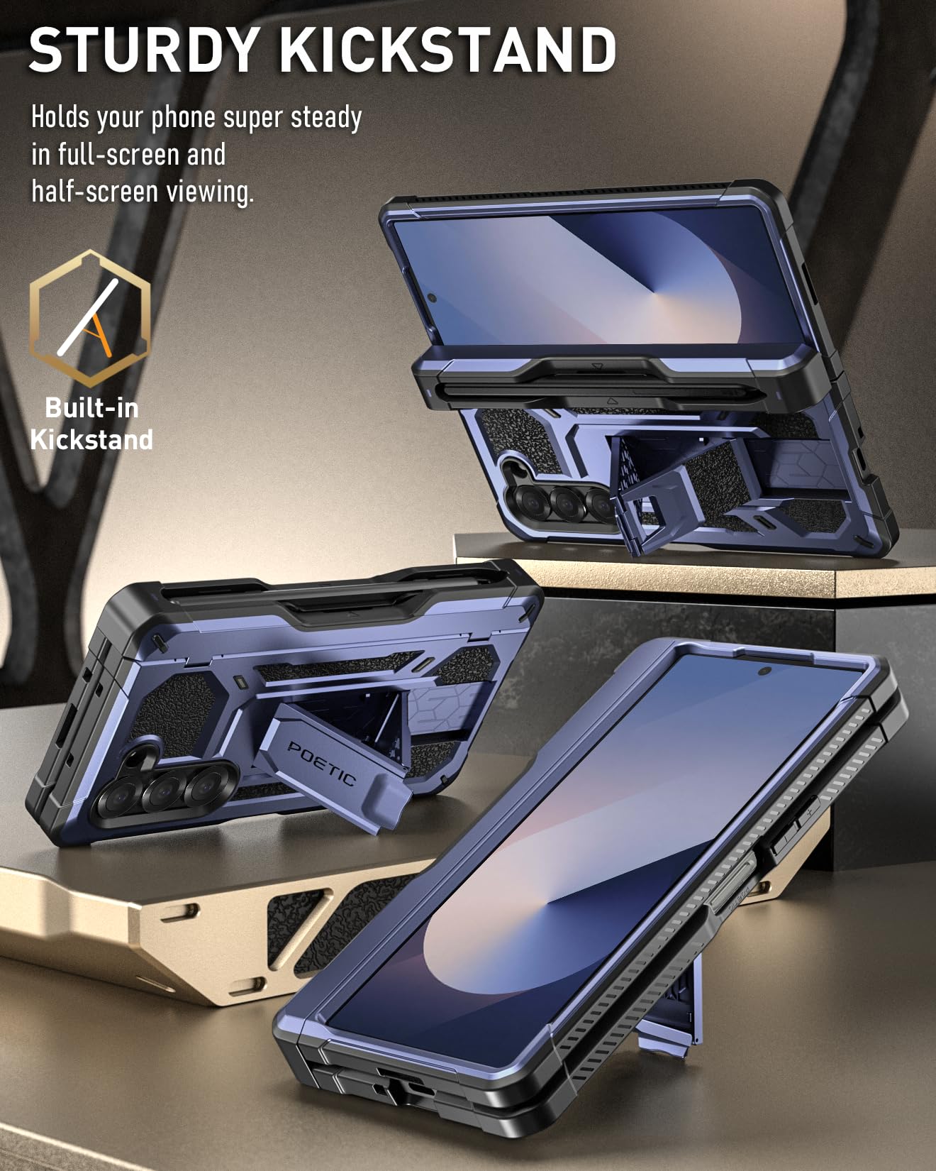 Foto 3 | Funda Para Teléfono Poetic Spartan Galaxy Z Fold 6 Azul Medianoche - Venta Internacional.