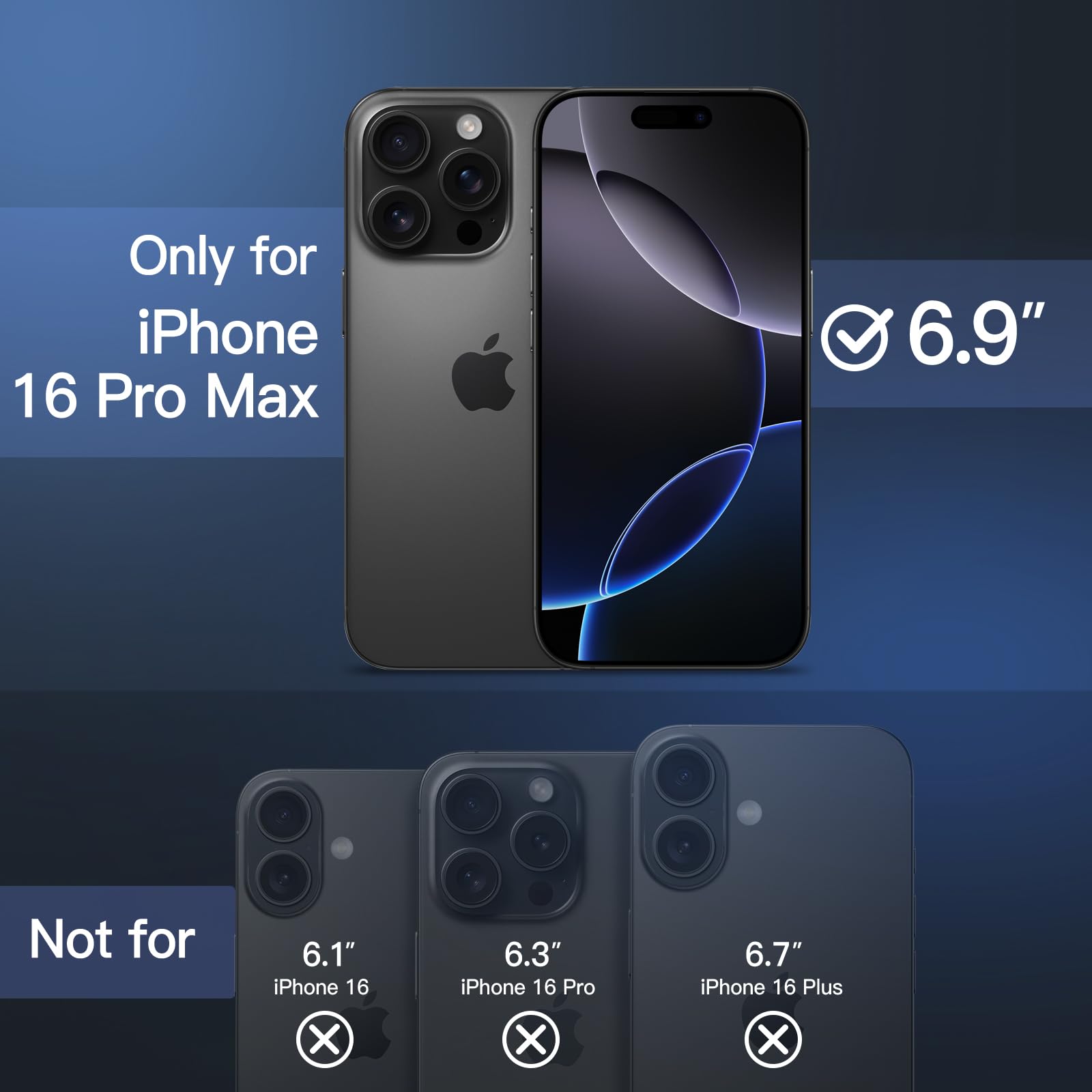 Foto 3 pulgar | Funda Jetech Magnetic Para Iphone 16 Pro Max De 6.9 Pulgadas, Color Azul - Venta Internacional.
