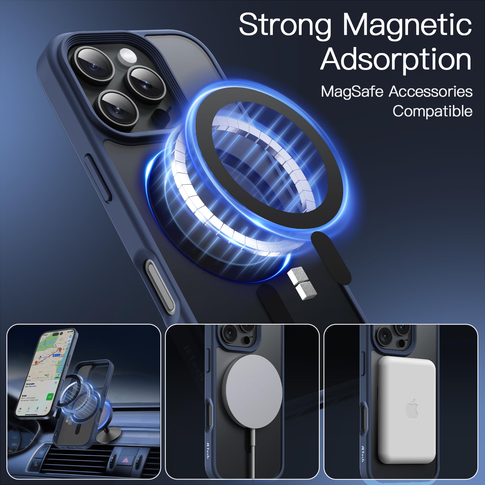 Foto 4 pulgar | Funda Jetech Magnetic Para Iphone 16 Pro Max De 6.9 Pulgadas, Color Azul - Venta Internacional.