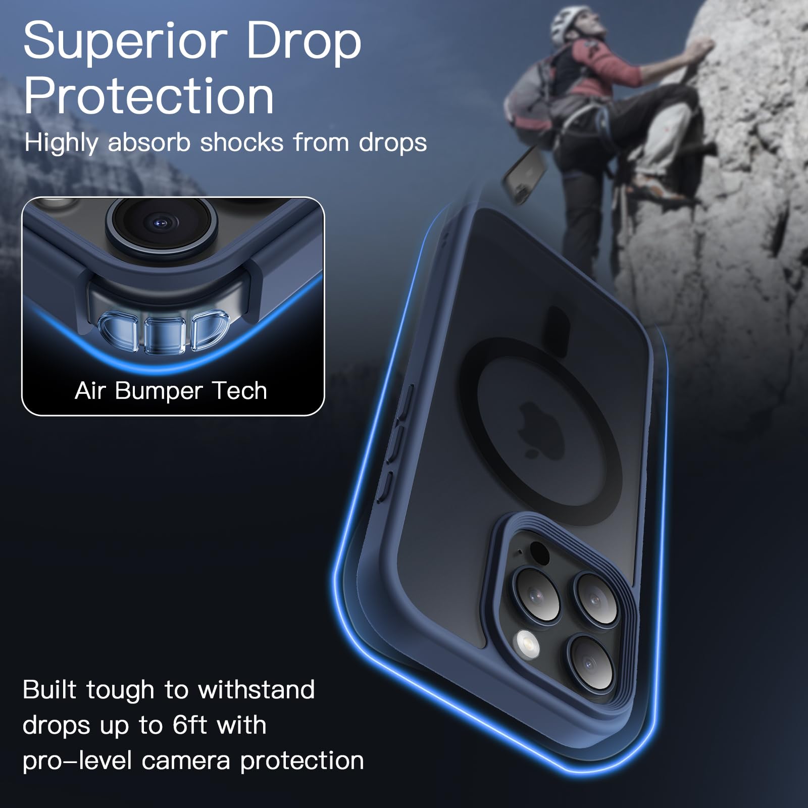 Foto 4 | Funda Jetech Magnetic Para Iphone 16 Pro Max De 6.9 Pulgadas, Color Azul - Venta Internacional.