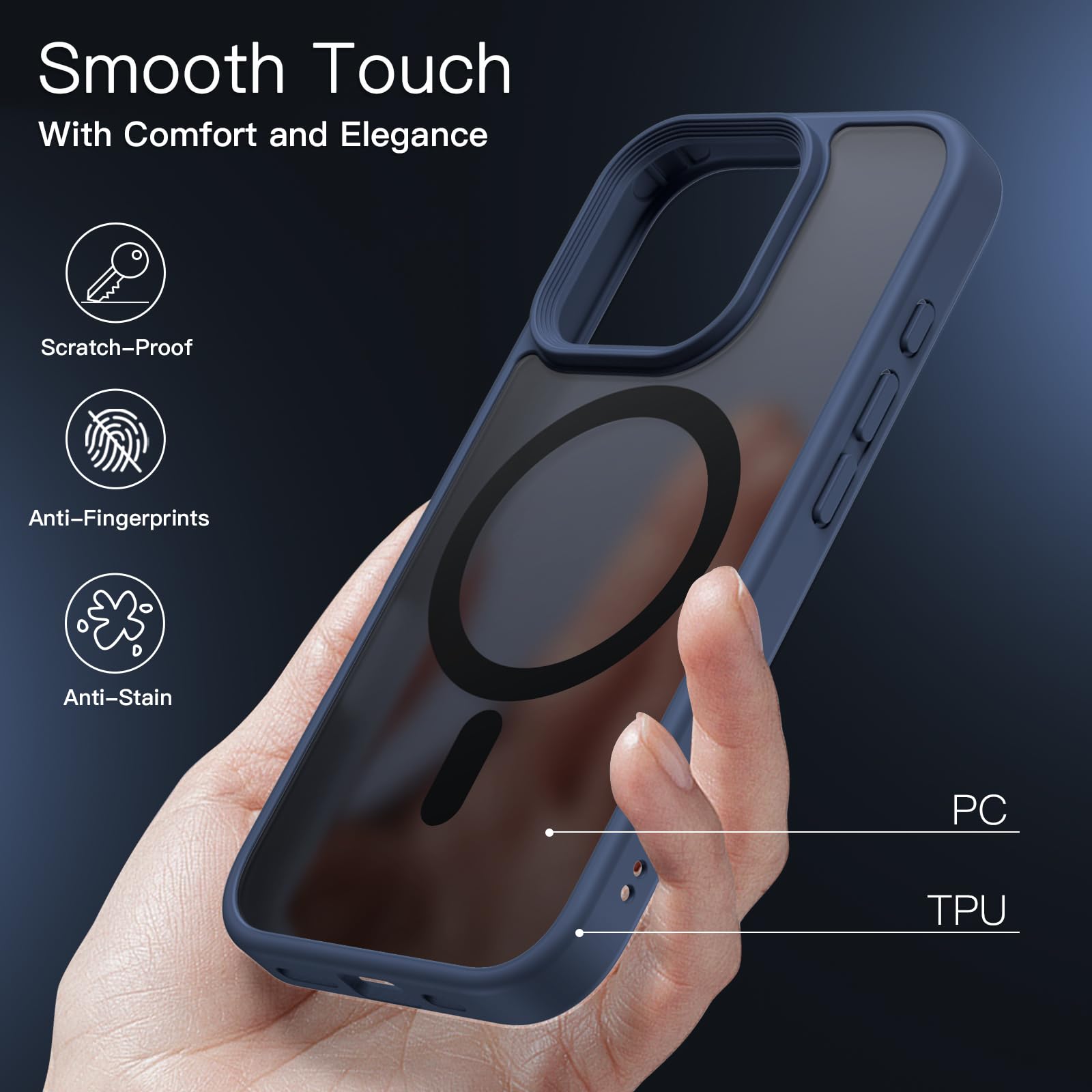 Foto 6 pulgar | Funda Jetech Magnetic Para Iphone 16 Pro Max De 6.9 Pulgadas, Color Azul - Venta Internacional.