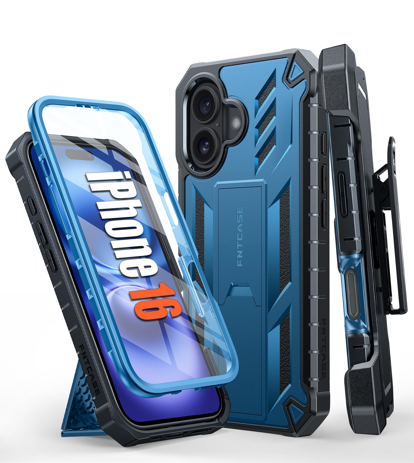 Foto 2 pulgar | Funda De Teléfono Fntcase Para Iphone 16, Color Azul De Grado Militar De 6.1 Pulgadas - Venta Internacional.