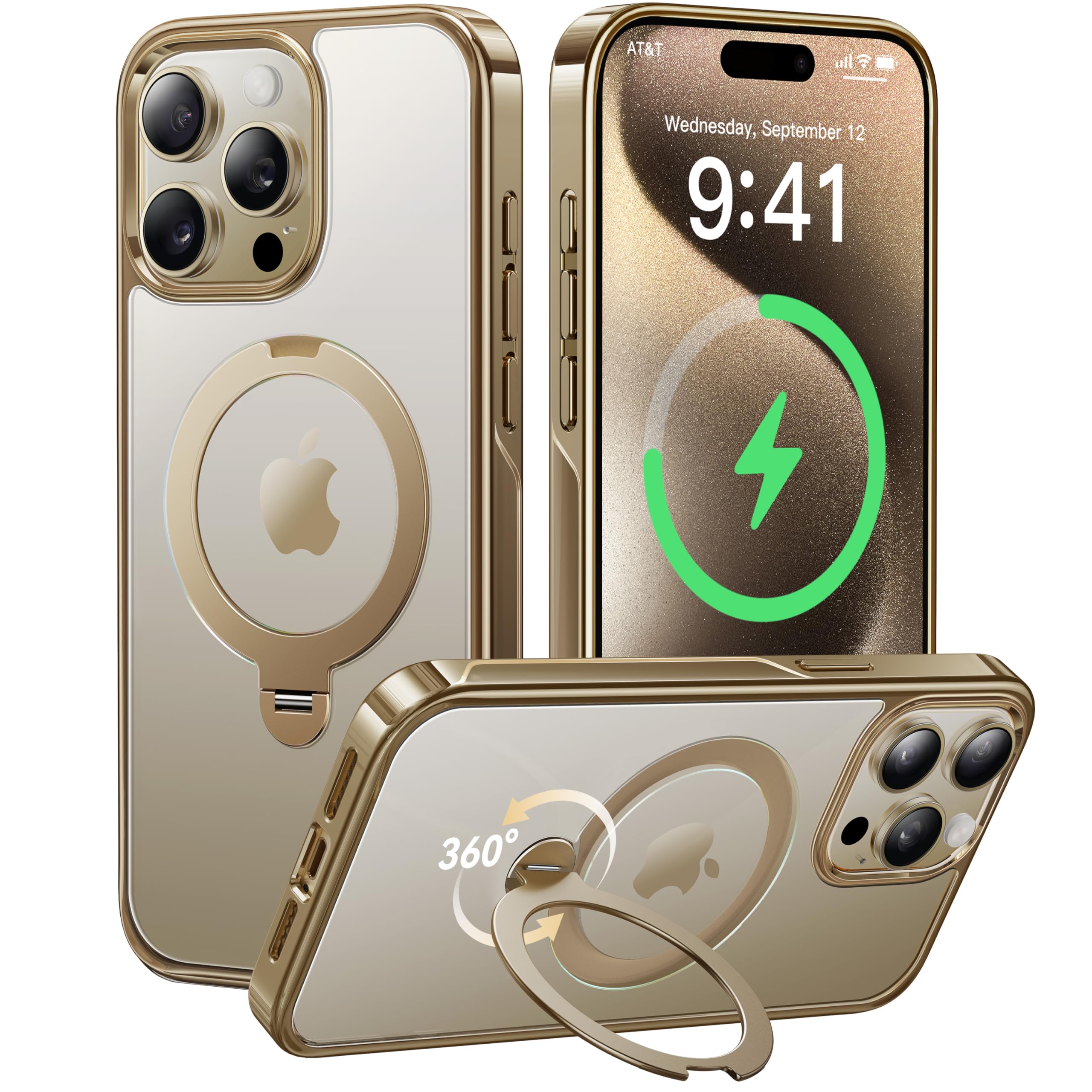 Funda De Teléfono Casekoo Titanium Con Soporte Magnético Giratorio De 360° Para Iphone 15 Pro Max - Venta Internacion