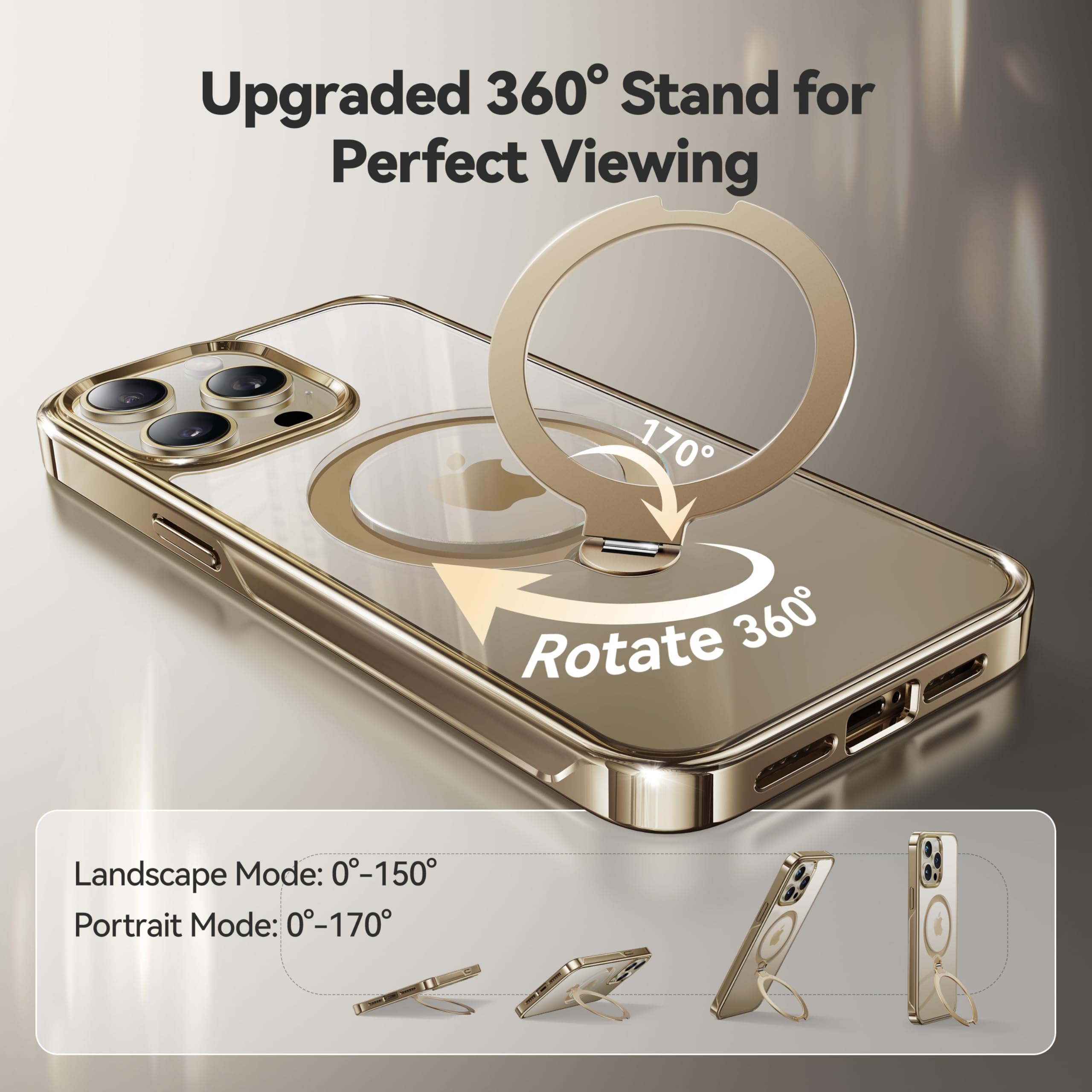 Foto 2 | Funda De Teléfono Casekoo Titanium Con Soporte Magnético Giratorio De 360° Para Iphone 15 Pro Max - Venta Internacion