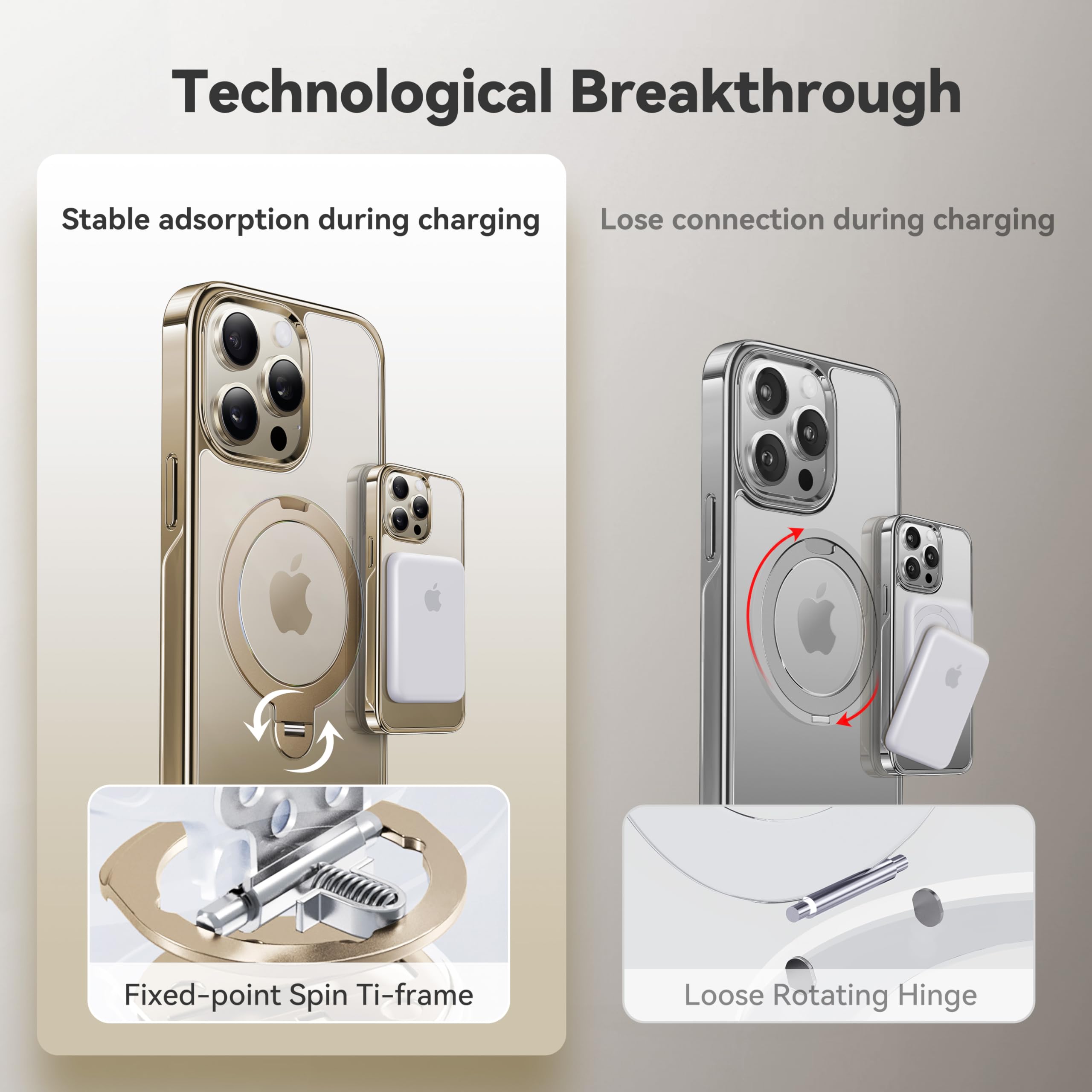 Foto 4 pulgar | Funda De Teléfono Casekoo Titanium Con Soporte Magnético Giratorio De 360° Para Iphone 15 Pro Max - Venta Internacion