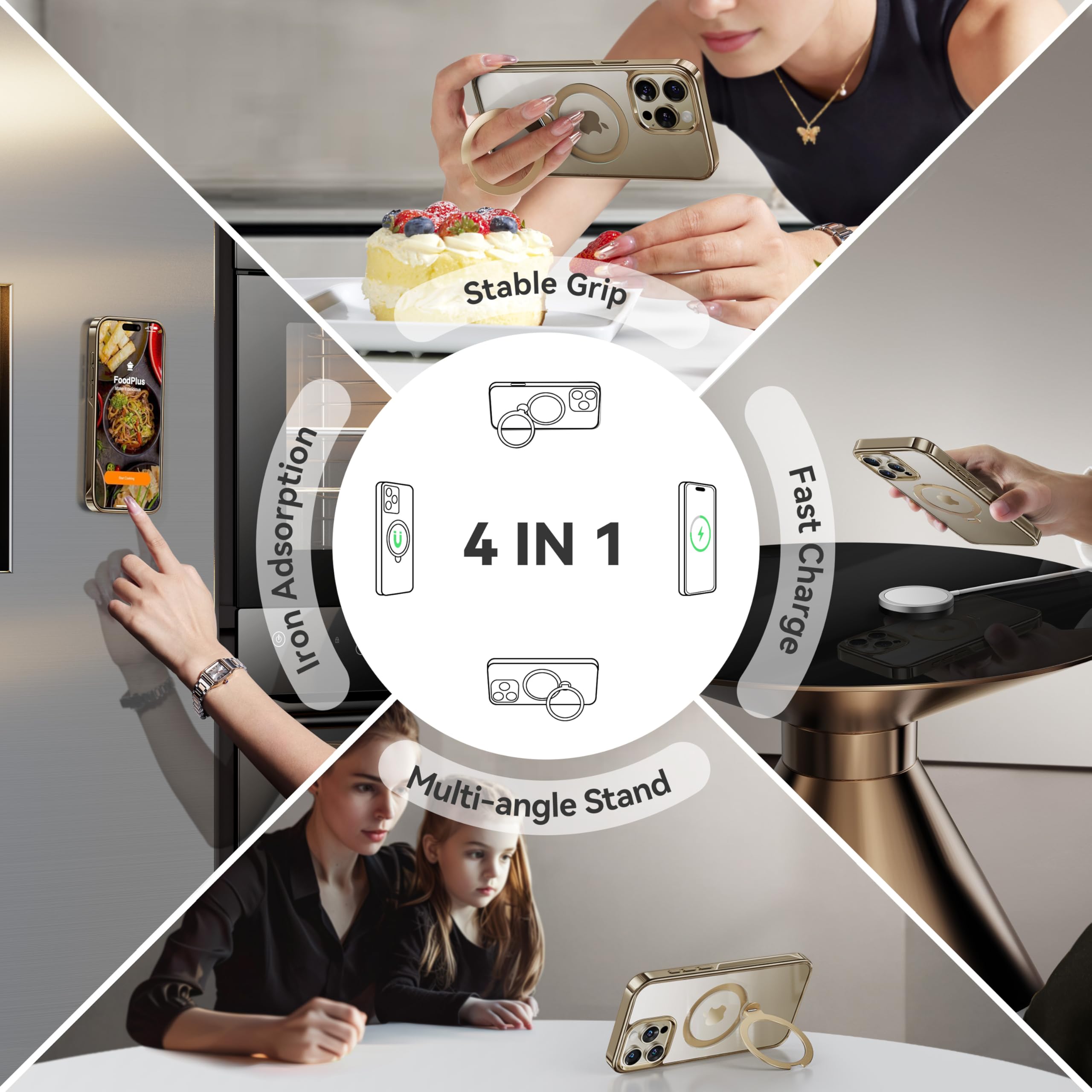 Foto 4 | Funda De Teléfono Casekoo Titanium Con Soporte Magnético Giratorio De 360° Para Iphone 15 Pro Max - Venta Internacion