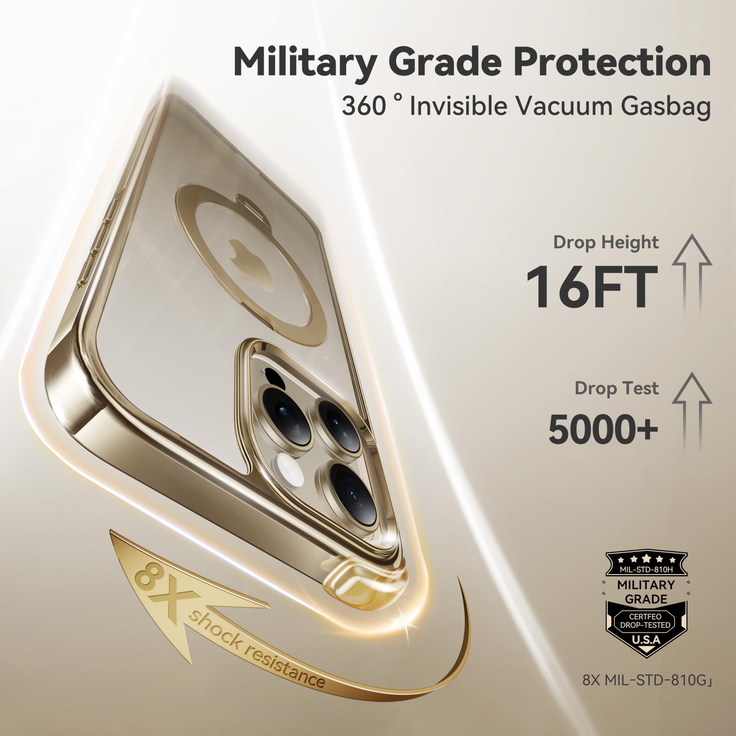 Foto 7 pulgar | Funda De Teléfono Casekoo Titanium Con Soporte Magnético Giratorio De 360° Para Iphone 15 Pro Max - Venta Internacion