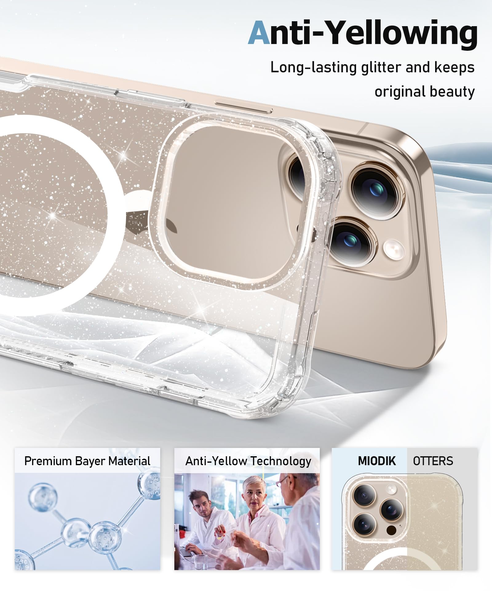 Foto 4 | Funda De Teléfono Miodik Para Iphone 16 Pro Clear Glitter Con Protector - Venta Internacional.
