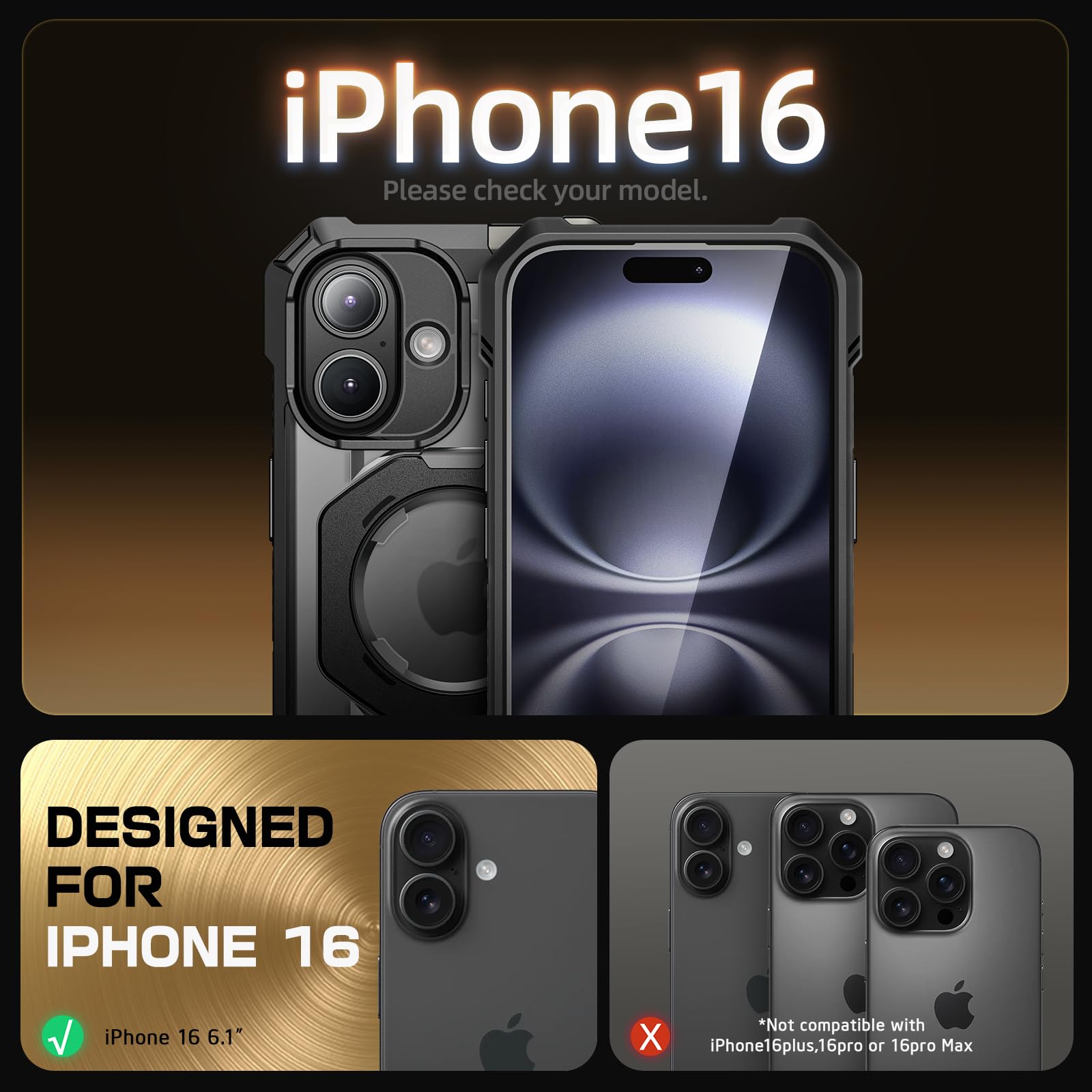 Foto 3 pulgar | Funda De Teléfono Supcase Unicorn Beetle Grip Para Iphone 16 De 6.1 Pulgadas - Venta Internacional.
