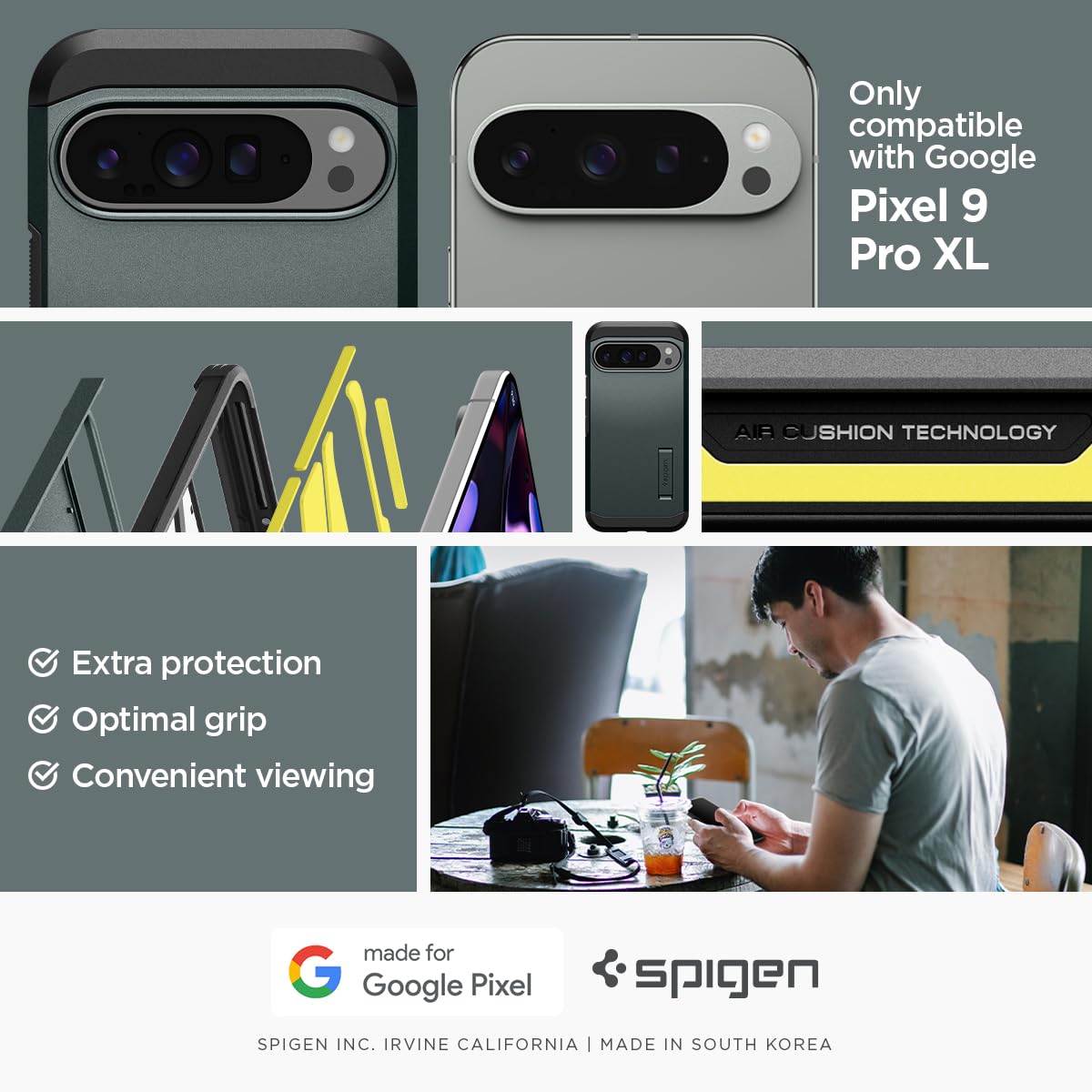 Foto 3 pulgar | Funda Spigen Tough Armor Para Pixel 9 Pro Xl Con Soporte - Venta Internacional.