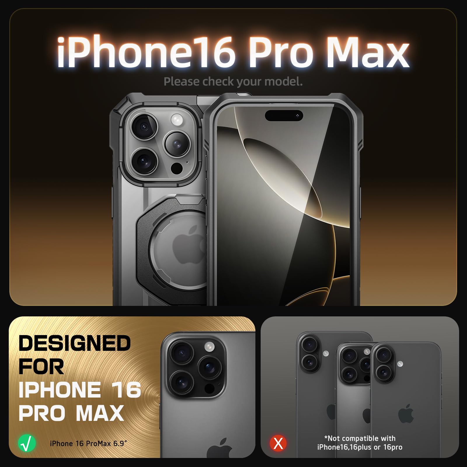 Foto 2 | Funda Para Teléfono Supcase Unicorn Beetle Grip Para Iphone 16 Pro Max, Gris - Venta Internacional.
