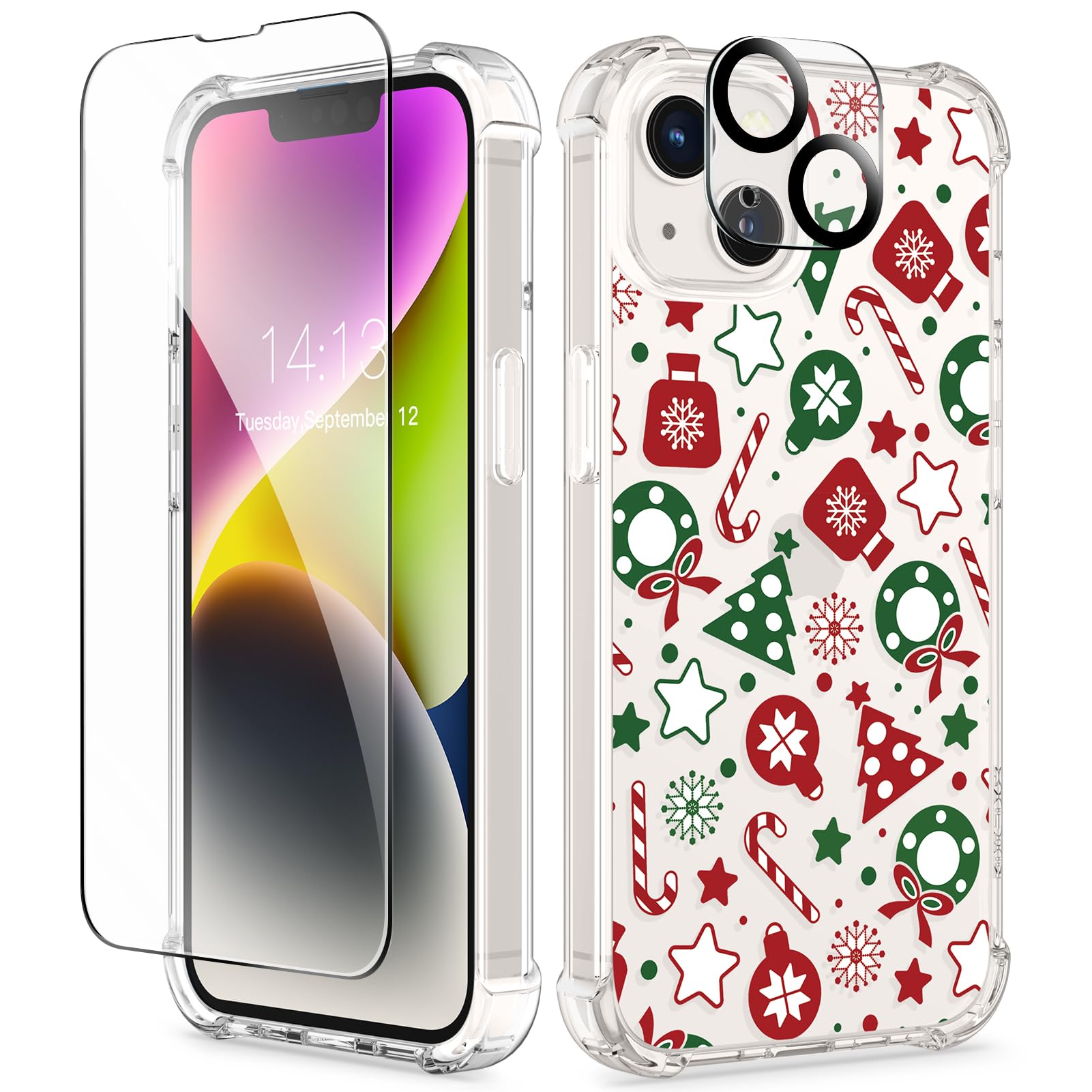 Foto 2 pulgar | Funda De Teléfono Gviewin Para Iphone 14 Floral Con Protector De Pantalla - Venta Internacional.