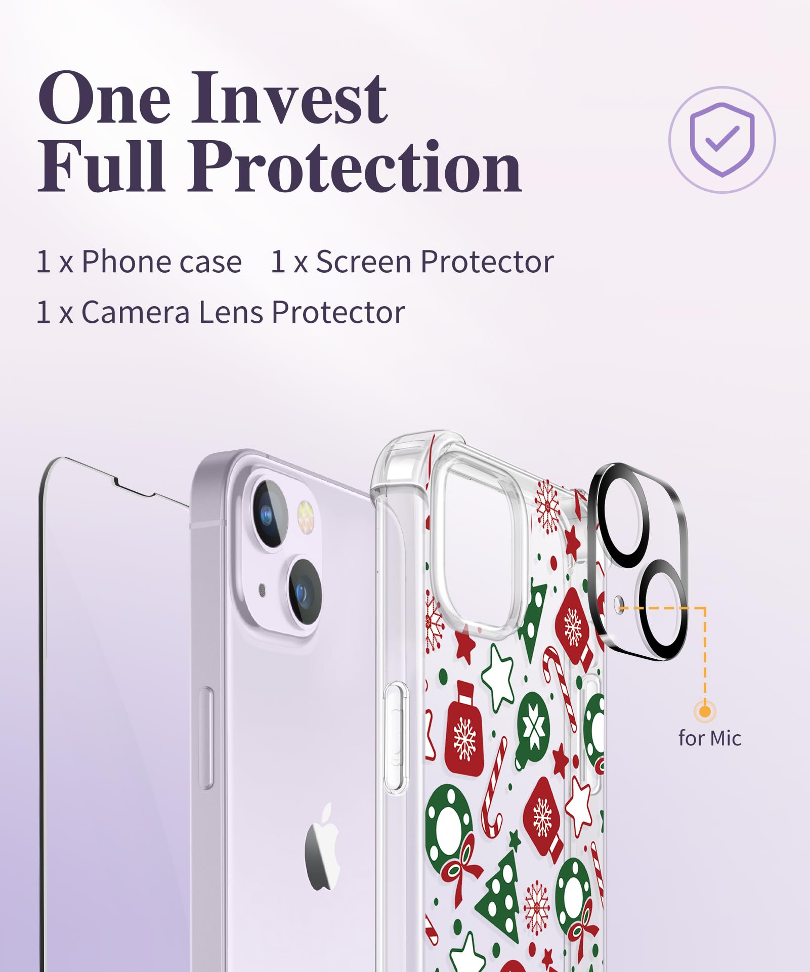 Foto 8 pulgar | Funda De Teléfono Gviewin Para Iphone 14 Floral Con Protector De Pantalla - Venta Internacional.