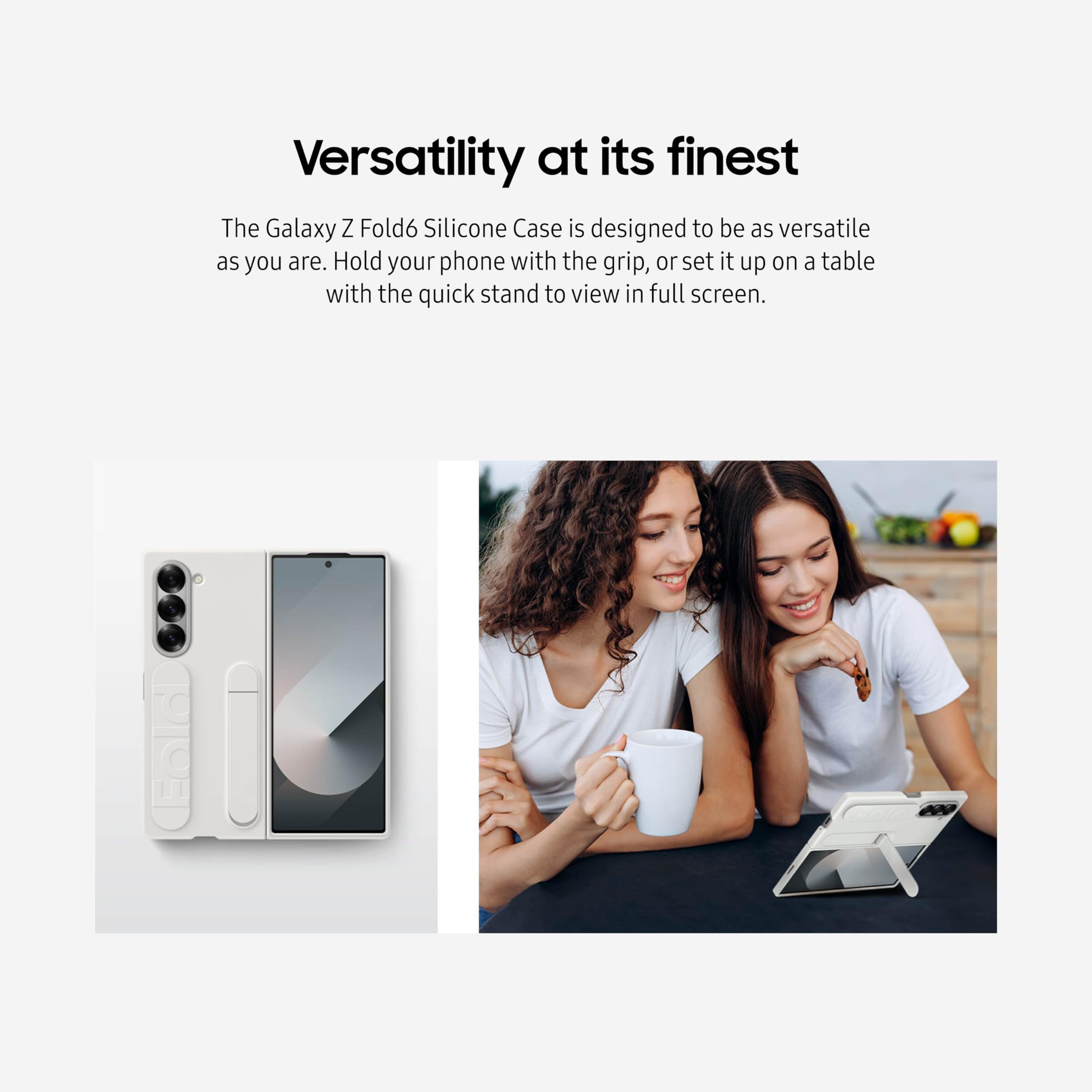 Foto 4 pulgar | Funda De Silicona Para Samsung Galaxy Z Fold 6 Con Soporte Gris - Venta Internacional.