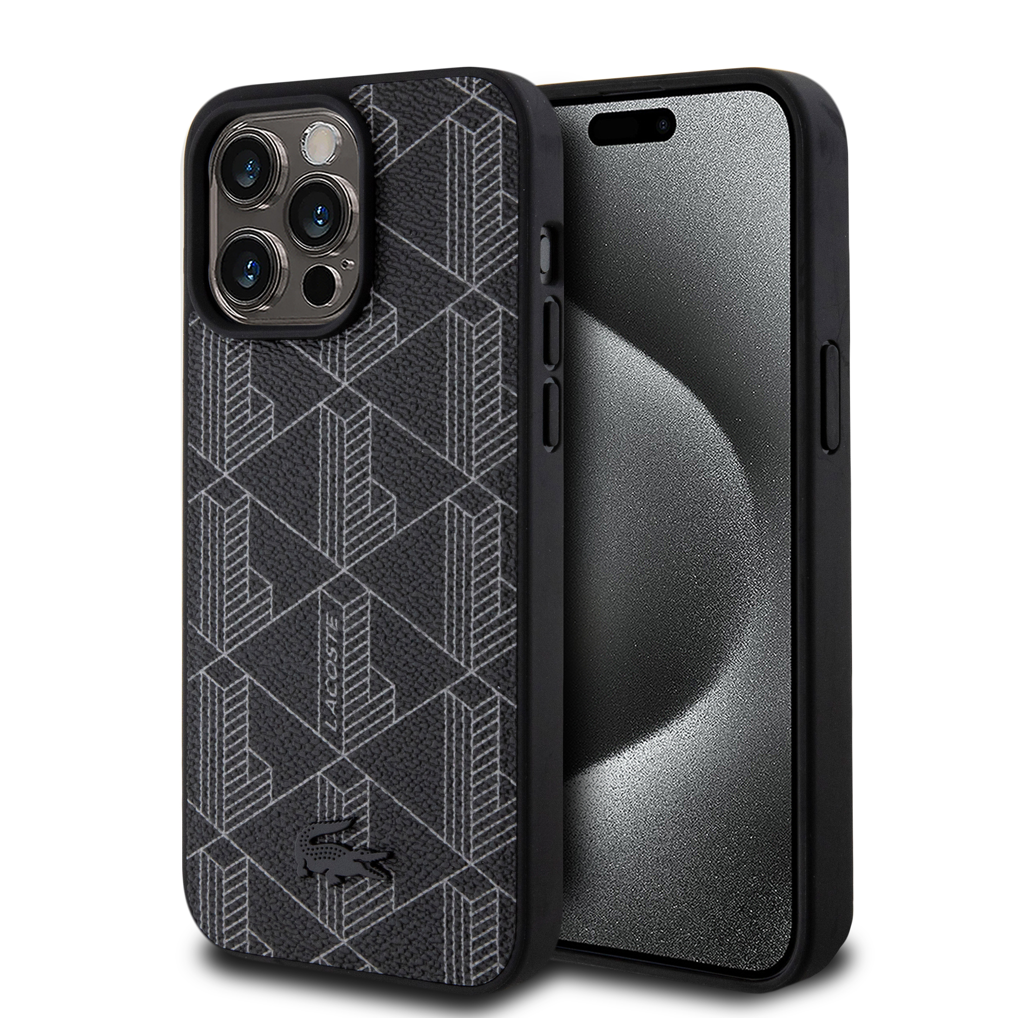 Funda Lacoste Monograma Para Iphone 15 Pro Max - Negro Original