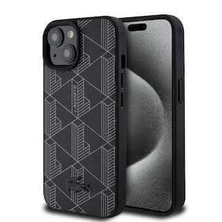 Foto 1 | Funda Lacoste Pu Monograma Para Iphone 15 - Negro Original