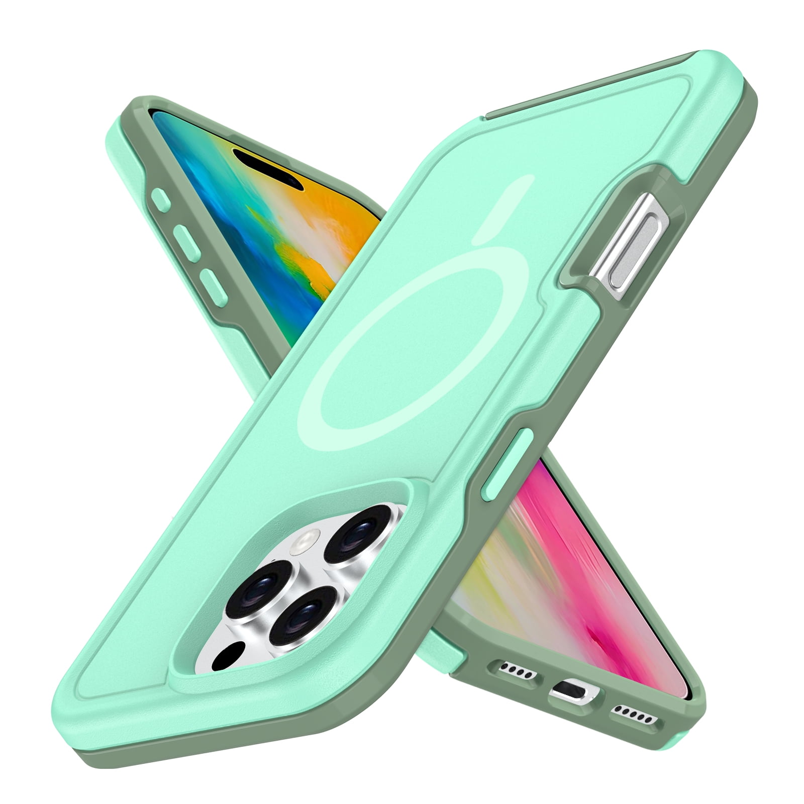Foto 2 pulgar | Funda Magnética Anticaída Para Iphone 16 Pro, Color Verde Menta - Venta Internacional.