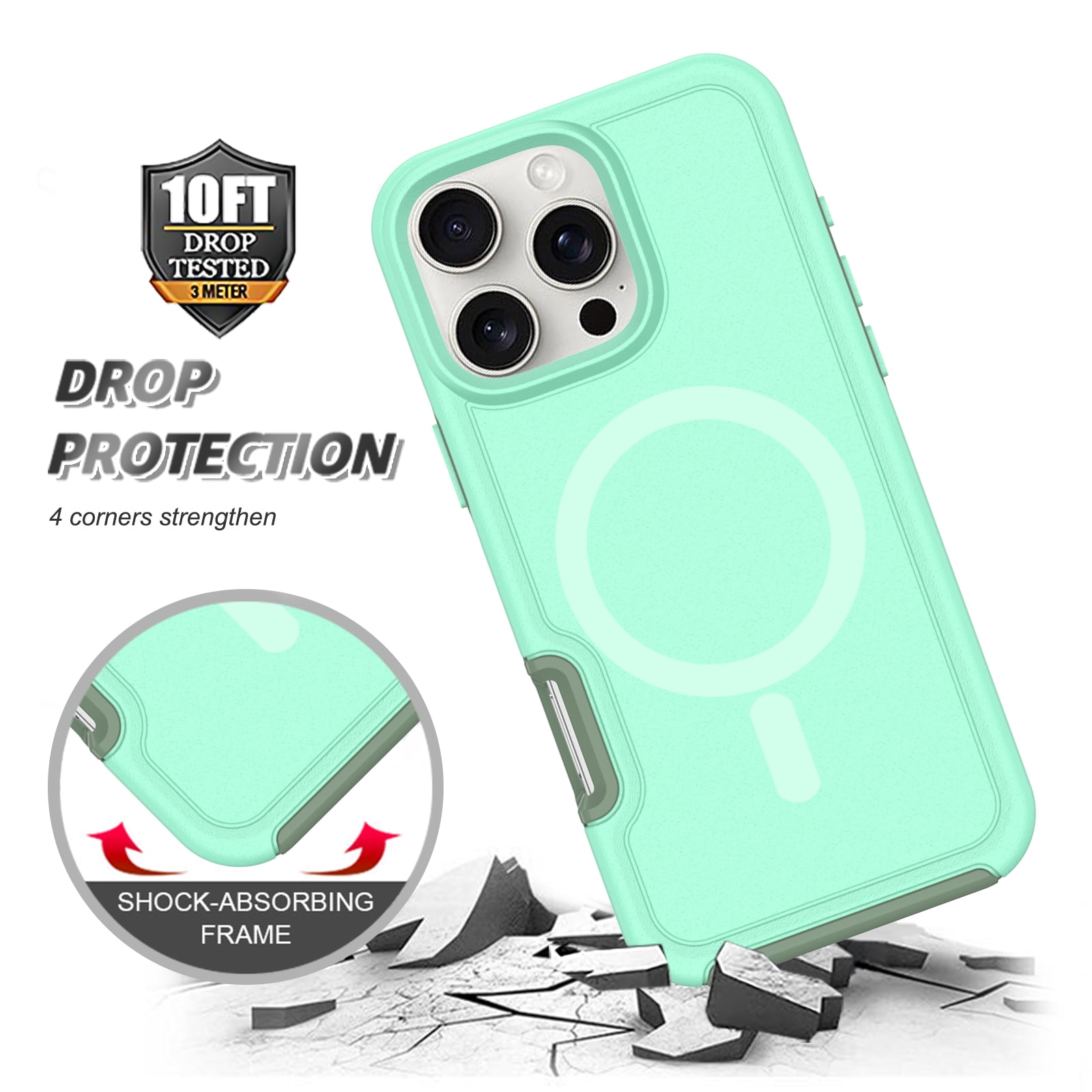 Foto 4 pulgar | Funda Magnética Anticaída Para Iphone 16 Pro, Color Verde Menta - Venta Internacional.