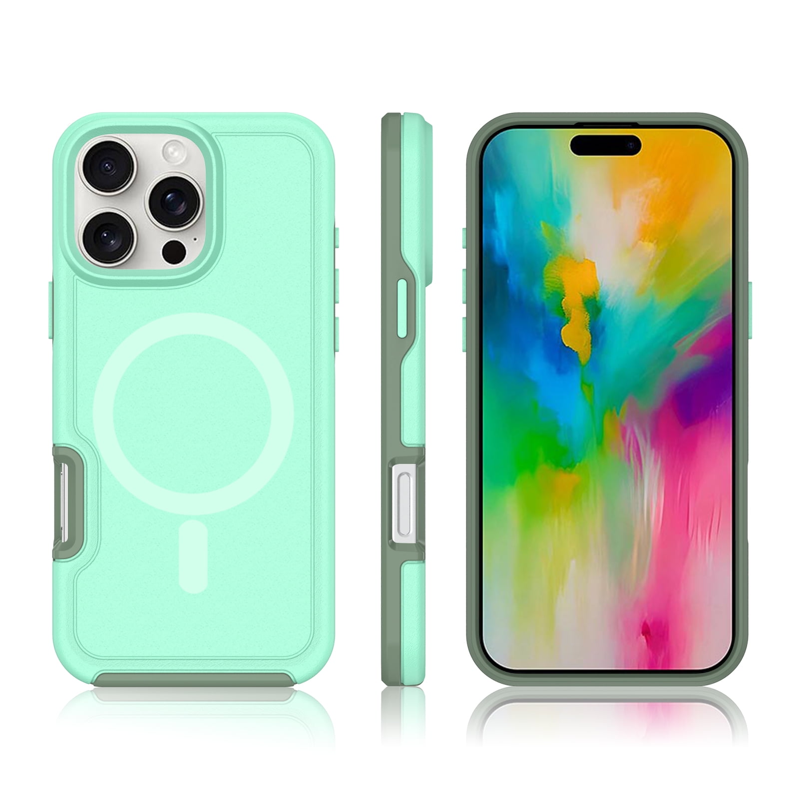 Foto 5 pulgar | Funda Magnética Anticaída Para Iphone 16 Pro, Color Verde Menta - Venta Internacional.