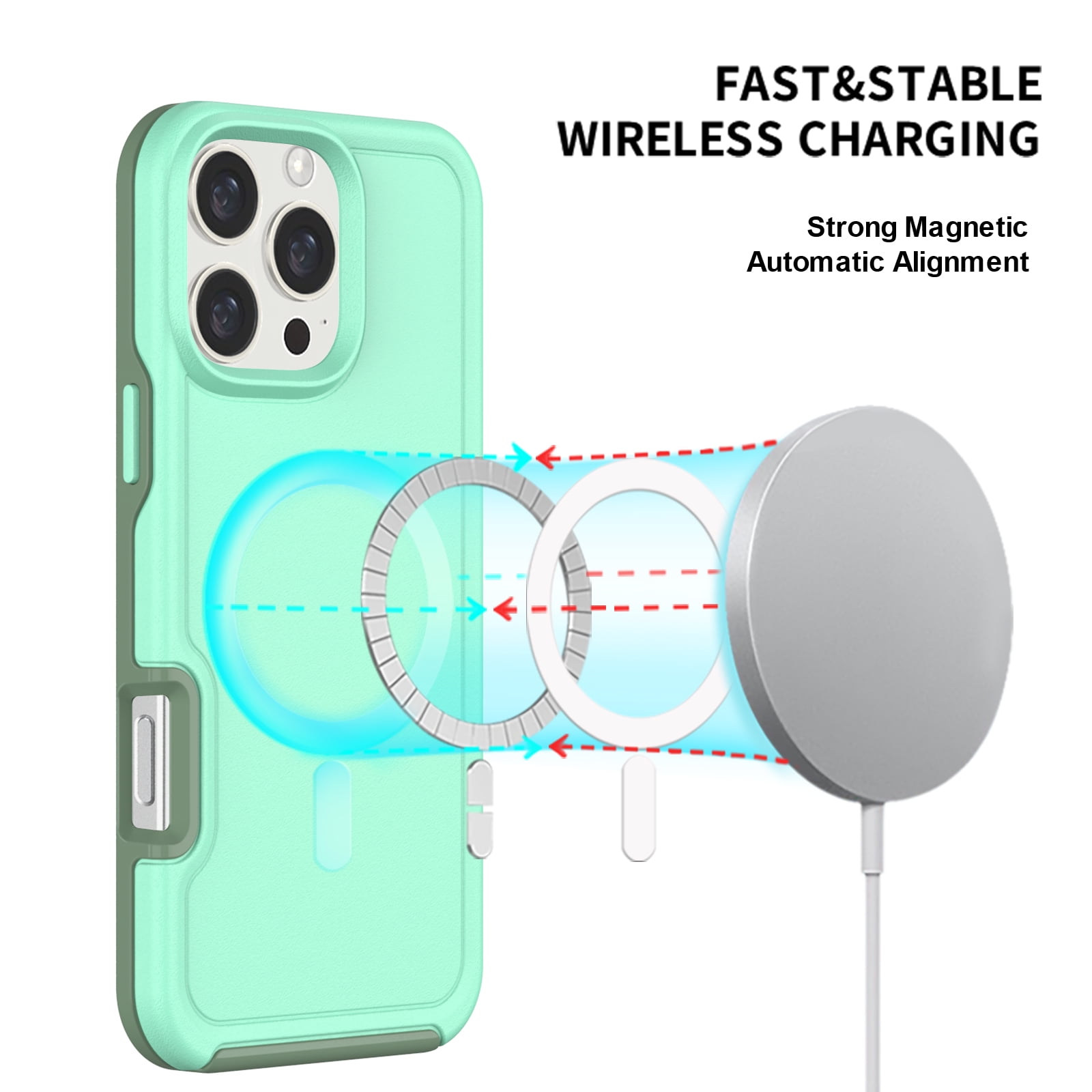 Foto 6 pulgar | Funda Magnética Anticaída Para Iphone 16 Pro, Color Verde Menta - Venta Internacional.