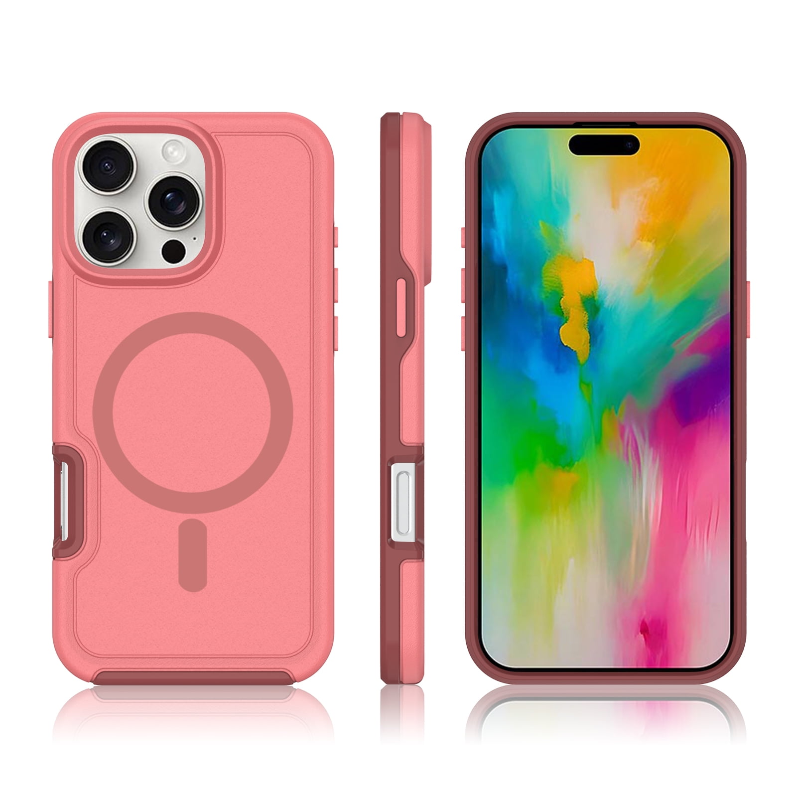 Foto 6 pulgar | Funda Magnética Antichoque Para Iphone 16 Pro, Color Rosa Oscuro - Venta Internacional.