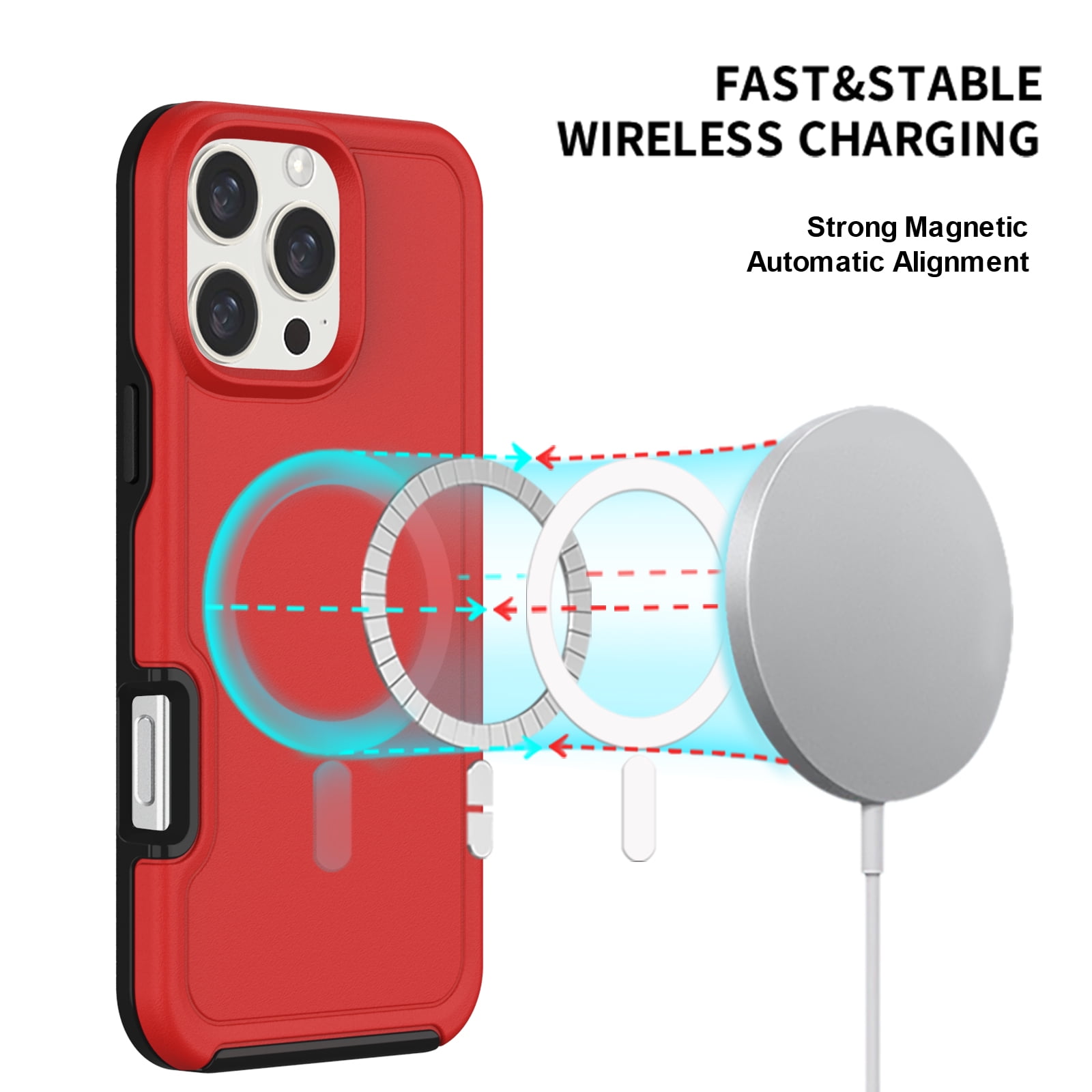 Foto 3 pulgar | Funda Magnética Antichoque Anticaída Para Iphone 16 Pro, Roja - Venta Internacional.