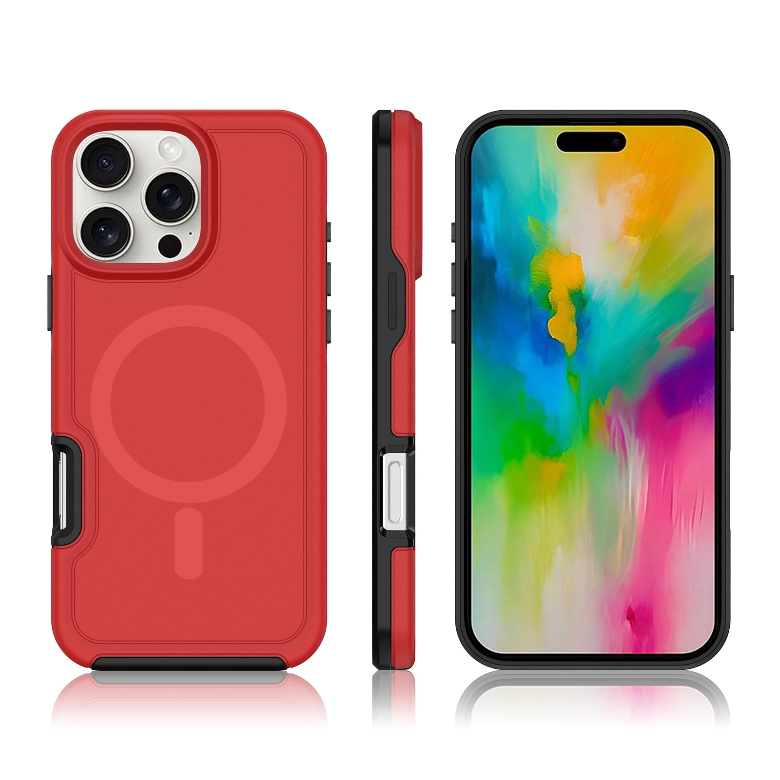 Foto 5 pulgar | Funda Magnética Antichoque Anticaída Para Iphone 16 Pro, Roja - Venta Internacional.