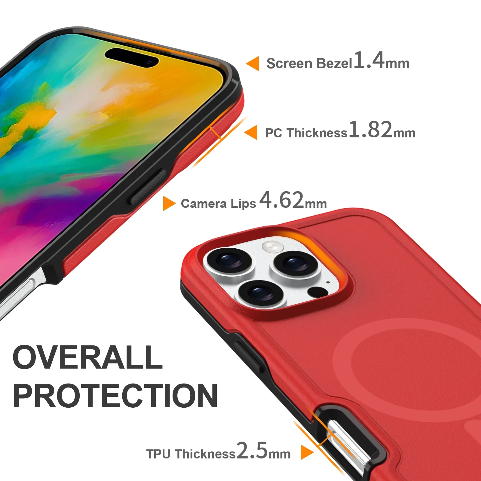 Foto 6 pulgar | Funda Magnética Antichoque Anticaída Para Iphone 16 Pro, Roja - Venta Internacional.