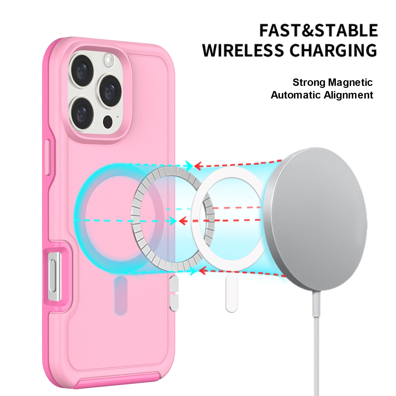Foto 3 pulgar | Funda Magnética Anticaída Para Iphone 16 Pro, Rosa Y Morado - Venta Internacional.