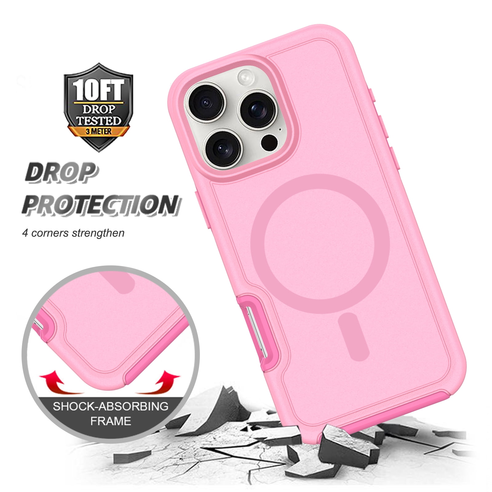 Foto 4 pulgar | Funda Magnética Anticaída Para Iphone 16 Pro, Rosa Y Morado - Venta Internacional.