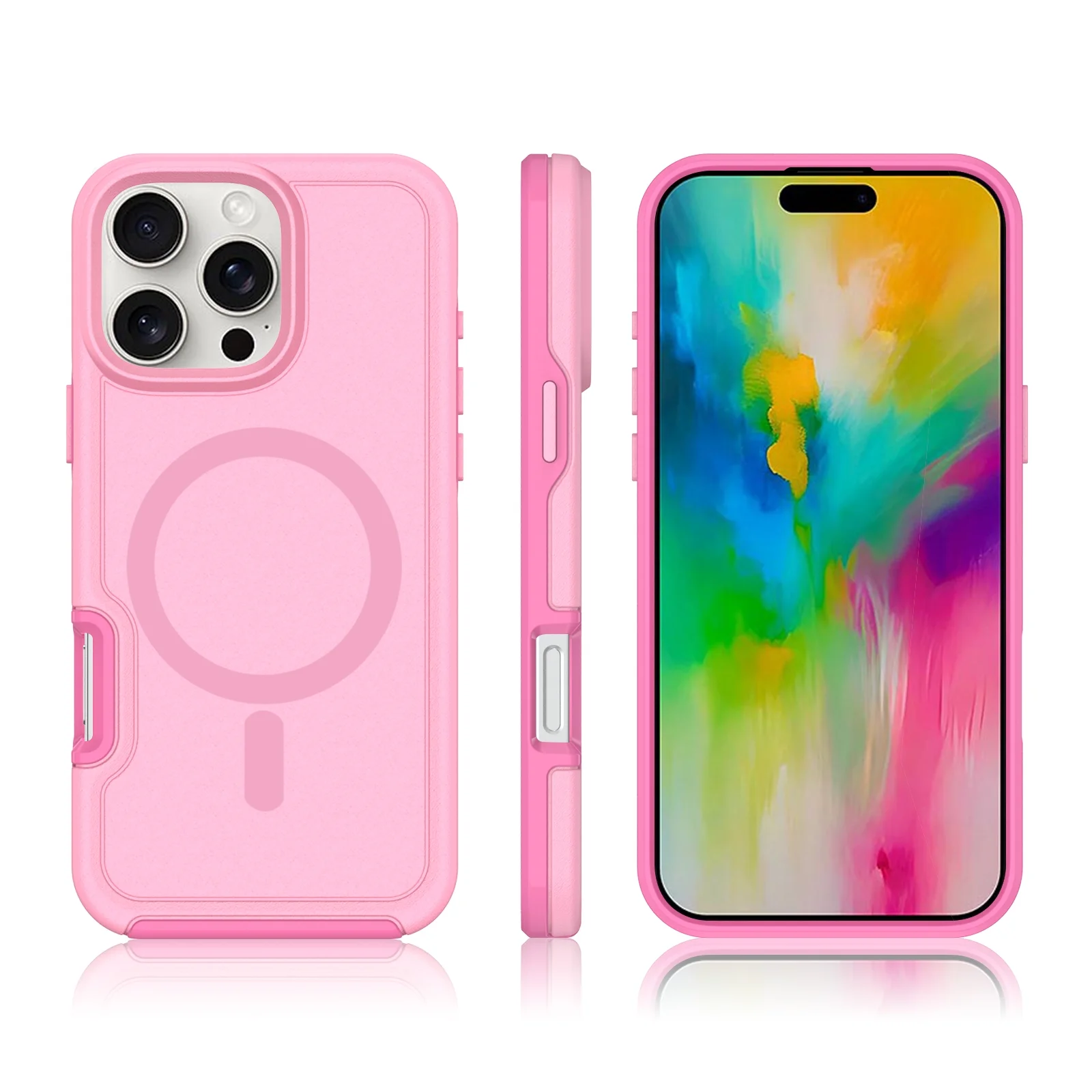 Foto 6 pulgar | Funda Magnética Anticaída Para Iphone 16 Pro, Rosa Y Morado - Venta Internacional.