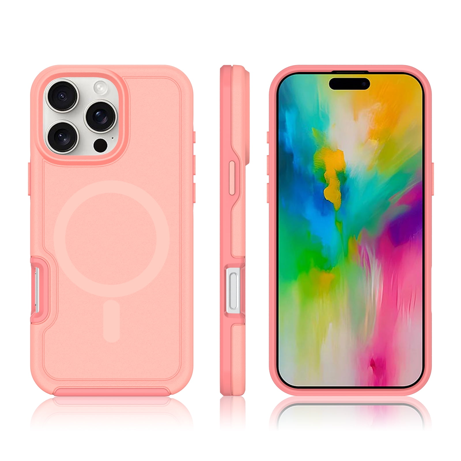 Foto 3 pulgar | Funda Magnética Antichoque Anticaída Para Iphone 16 Pro, Rosa - Venta Internacional.