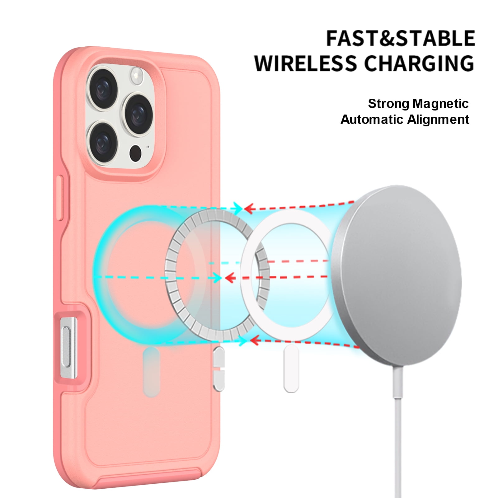 Foto 5 pulgar | Funda Magnética Antichoque Anticaída Para Iphone 16 Pro, Rosa - Venta Internacional.