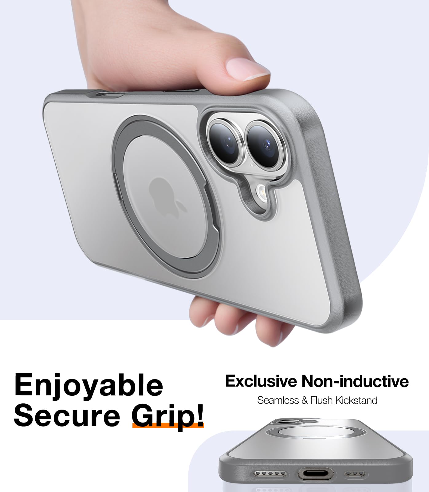 Foto 7 pulgar | Funda Para Teléfono Torras, Mejorada, Con Soporte Magnético Giratorio De 360° Para Iphone 16, Gris - Venta Internaci