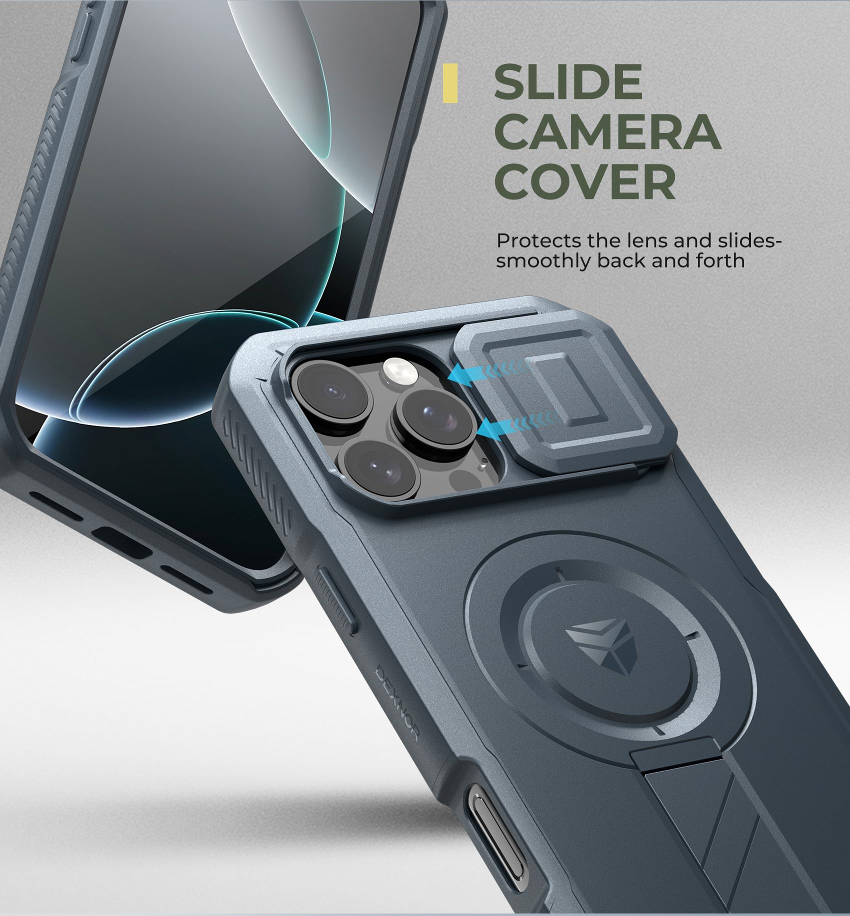 Foto 5 pulgar | Funda Dexnor Para Iphone 16 Pro Max Con Cámara Deslizante, Color Azul Marino - Venta Internacional.