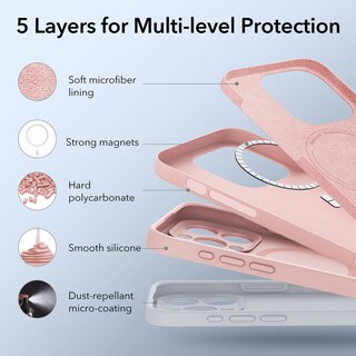 Foto 5 | Funda Esr Para Iphone 15 Pro Max Con Magsafe, Silicona Rosa - Venta Internacional.