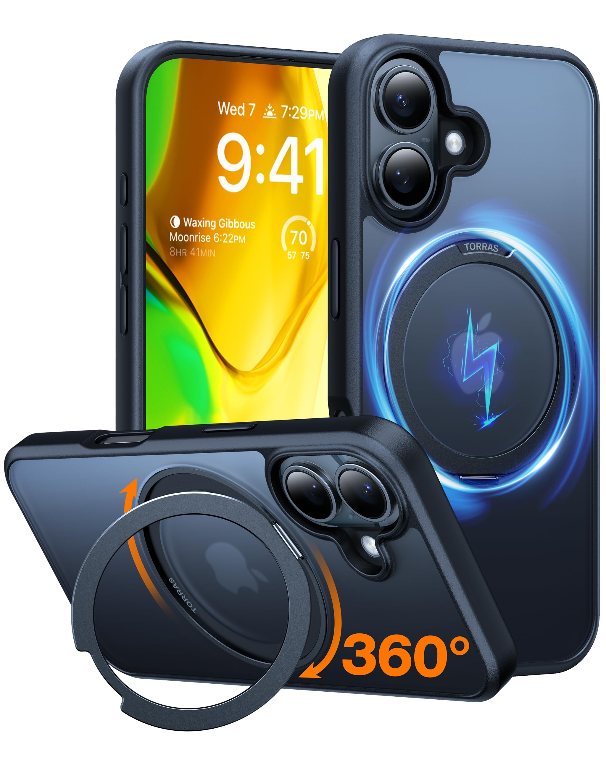 Foto 2 pulgar | Funda De Teléfono Torras Con Anillo Magnético Giratorio De 360° Para Iphone 16 Plus - Venta Internacional.