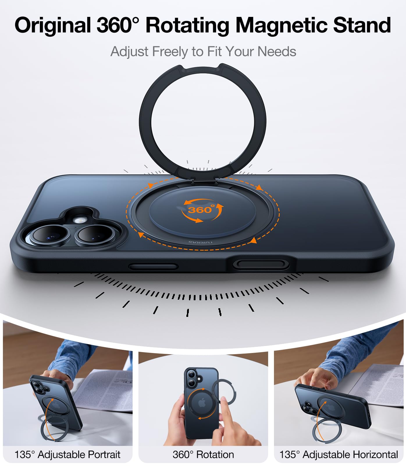 Foto 3 pulgar | Funda De Teléfono Torras Con Anillo Magnético Giratorio De 360° Para Iphone 16 Plus - Venta Internacional.