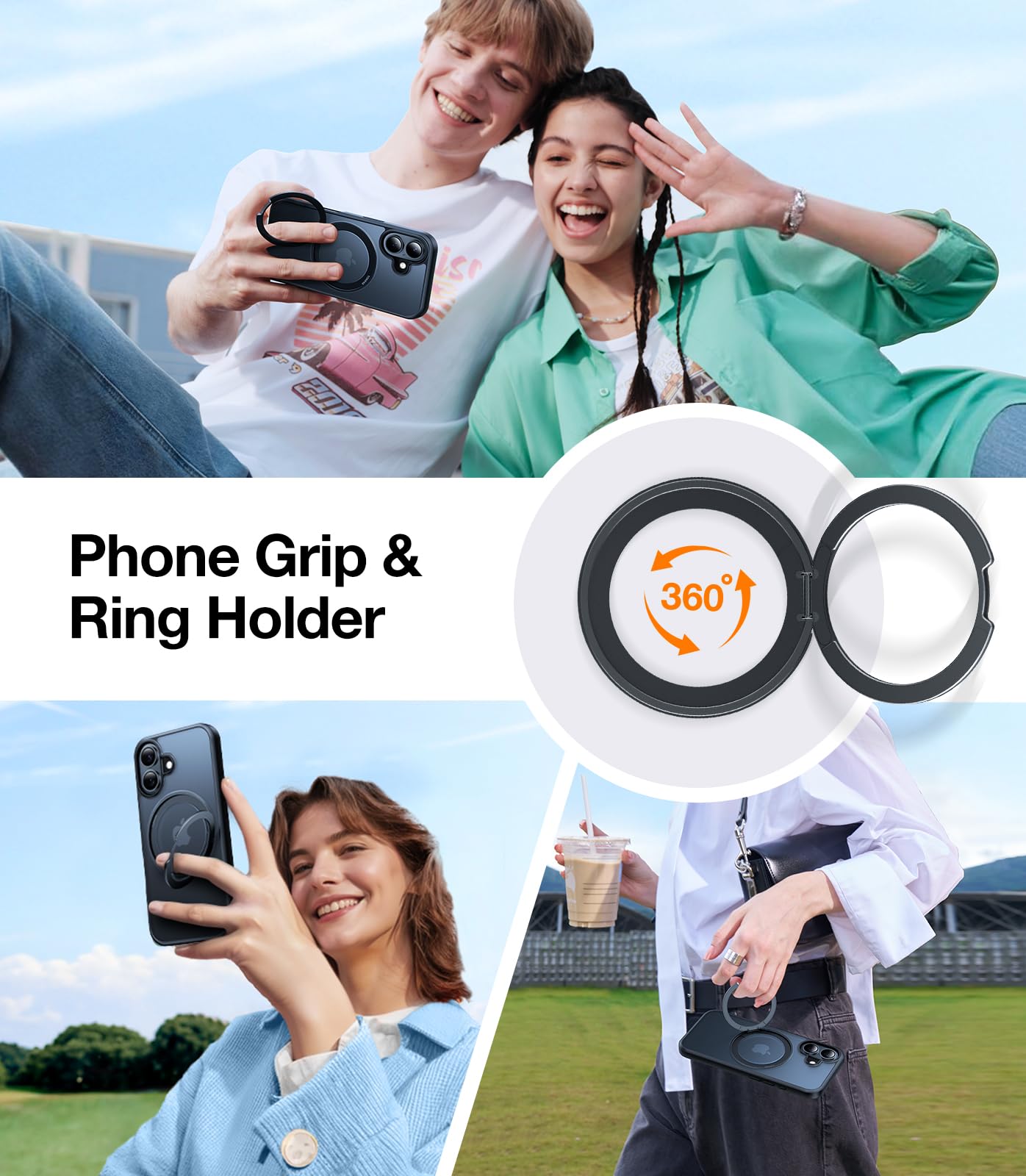 Foto 4 pulgar | Funda De Teléfono Torras Con Anillo Magnético Giratorio De 360° Para Iphone 16 Plus - Venta Internacional.